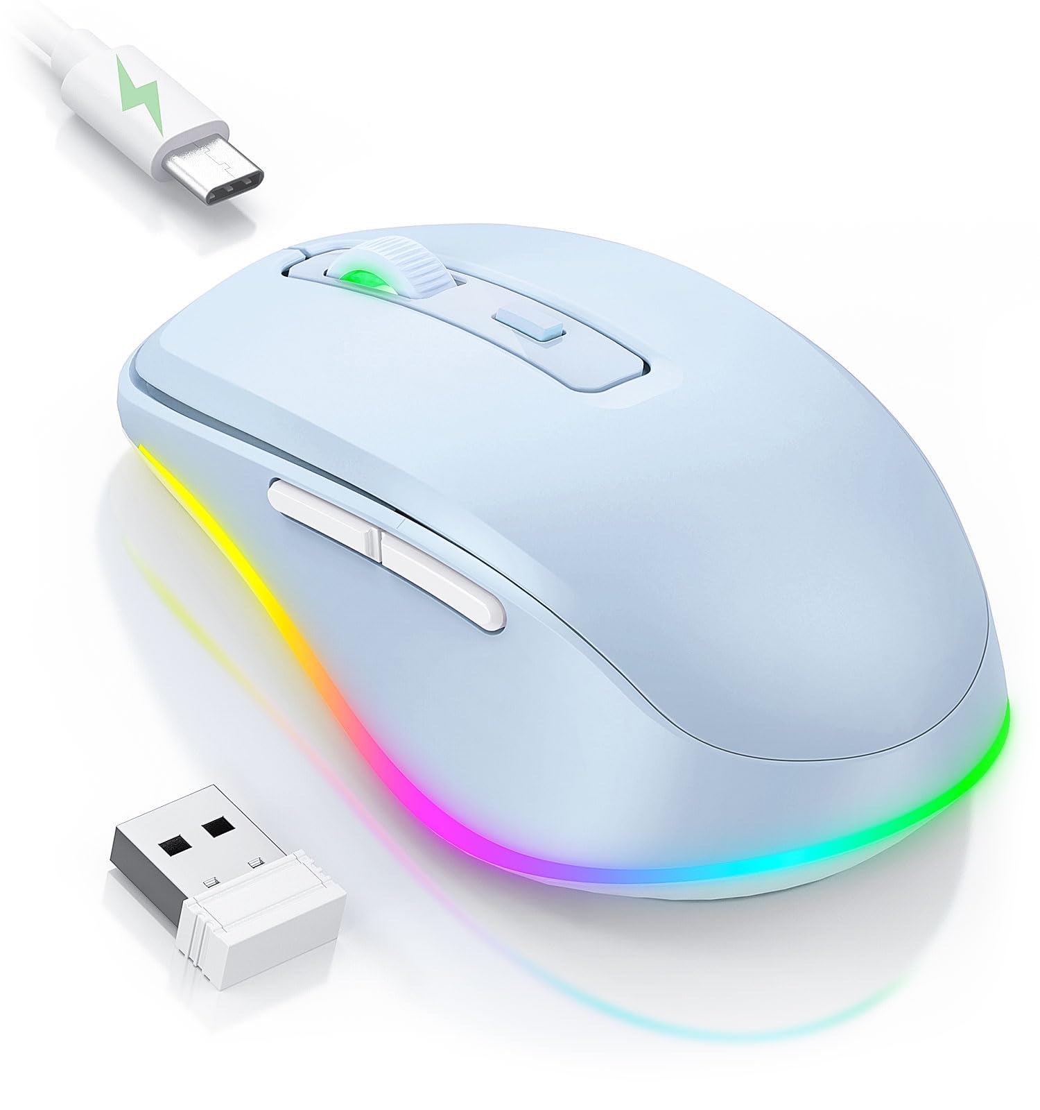 Peious Wireless Mouse Jiggler   Led Wireless Mice With Build In Mouse Mover, Rechargeable Moving Mouse For Laptop With Undetecta