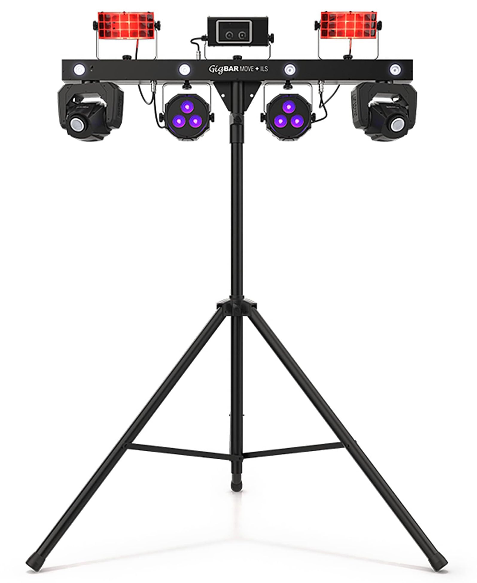 Chauvet Dj Gigbar Move + Ils 5-In-1 Lighting System With 2 Moving Heads Bundle With 2 Dmx Cables And Austin Bazaar Polishing Clo