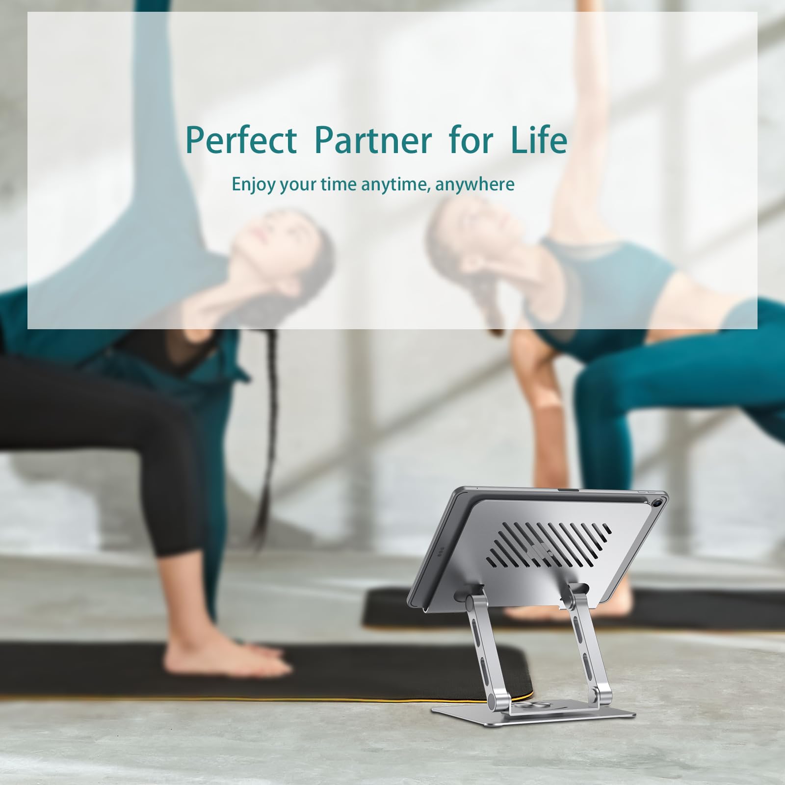 Tablet Stand Holder For Desk With 360Rotating Base,Adjustable Mental Ipad Holder For Desktop,Multi Angle Solid Monitor Riser Com