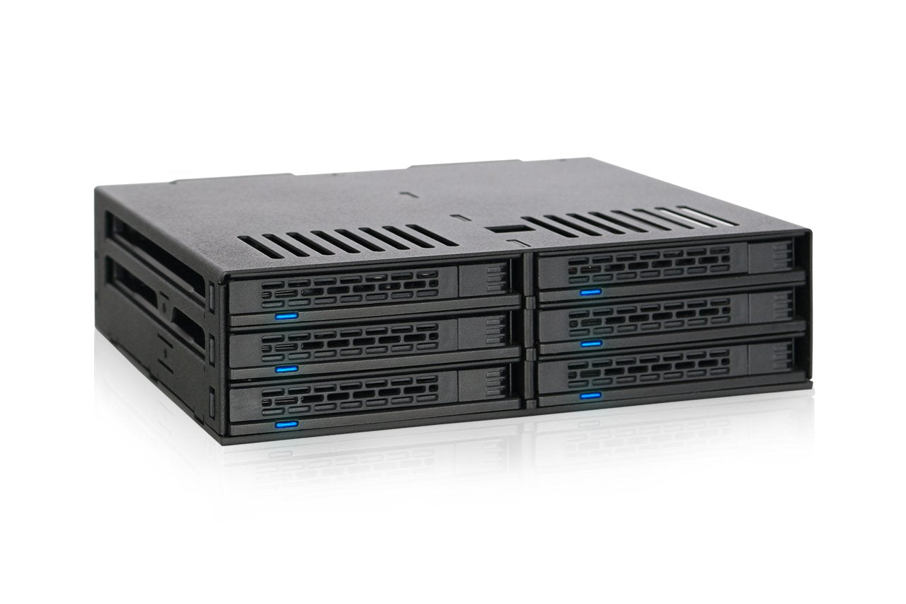 Icy Dock ExpressCage MB326SP B Hot Swap Cage for 6X 2.5 Inch SATA SSD/HDDs in 1x 5.25 Inch Bay