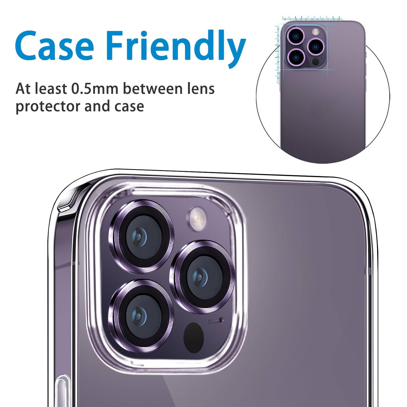 Hsefo Compatible With Iphone 14 Pro / 14 Pro Max Camera Lens Protector, Anti Scratch Lens Cover 9H Tempered Glass Metal Camera S