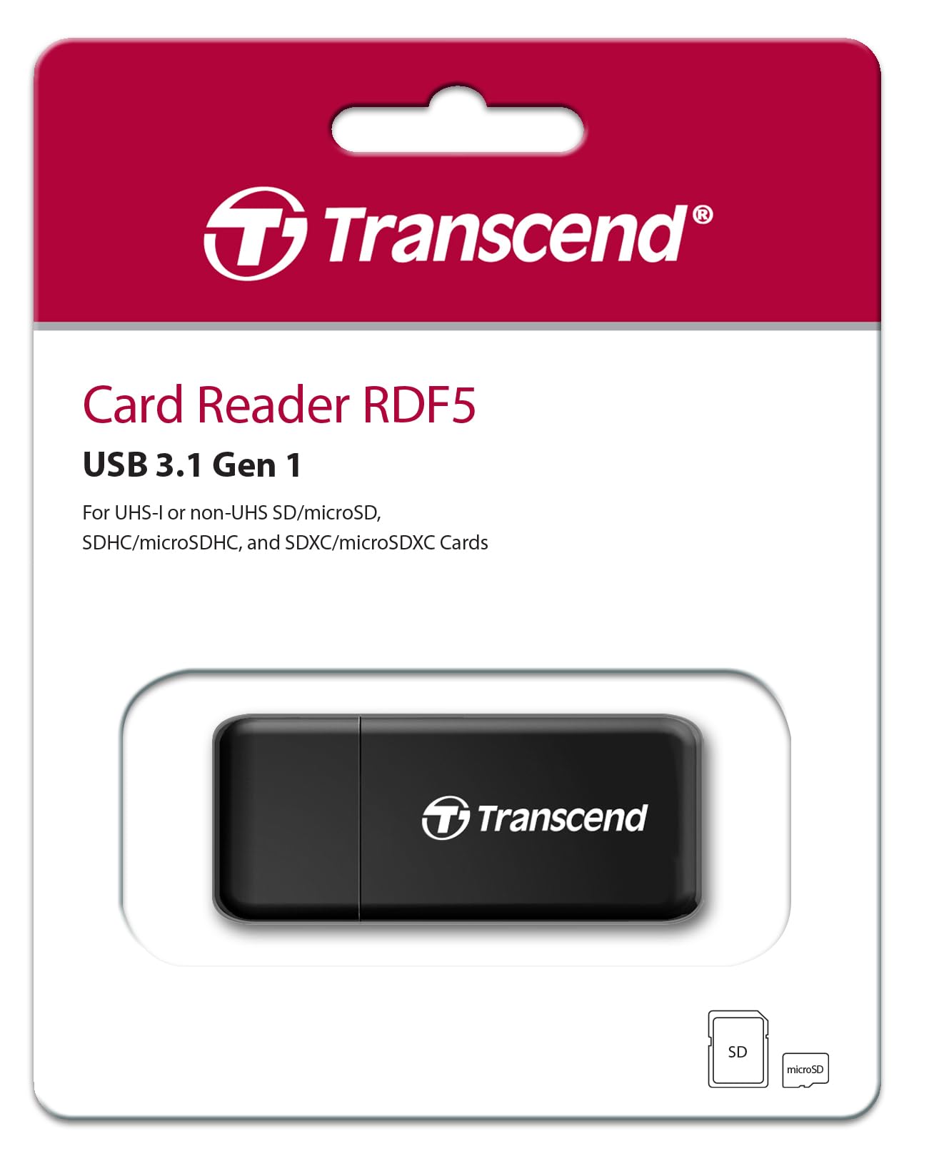 Transcend Ts-Rdf5K Usb 3.1 Sdhc/Sdxc/Microsdhc/Sdxc Card Reader, Black