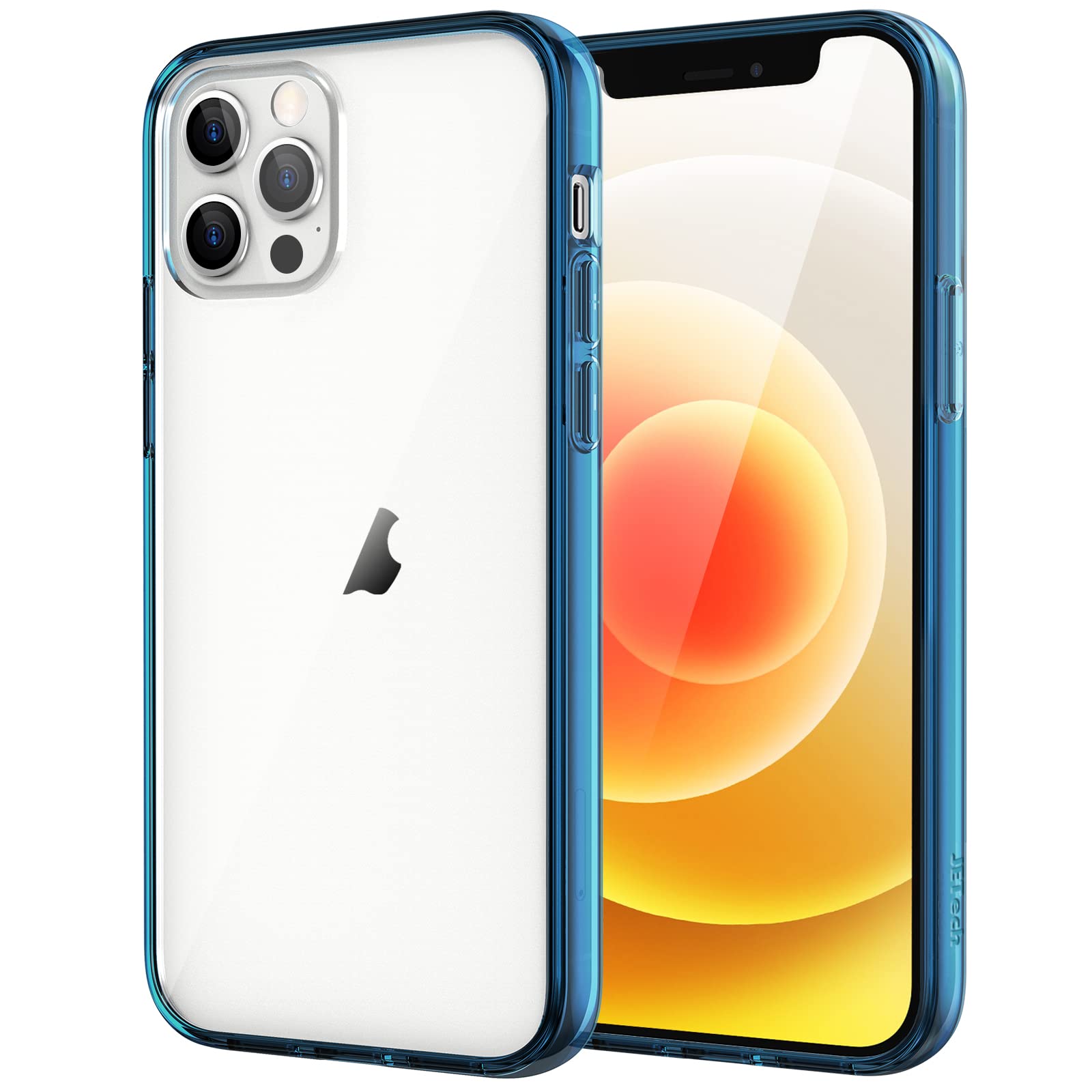 Jetech Case For Iphone 12/12 Pro 6.1 Inch, Non Yellowing Shockproof Phone Bumper Cover, Anti Scratch Clear Back (Navy)