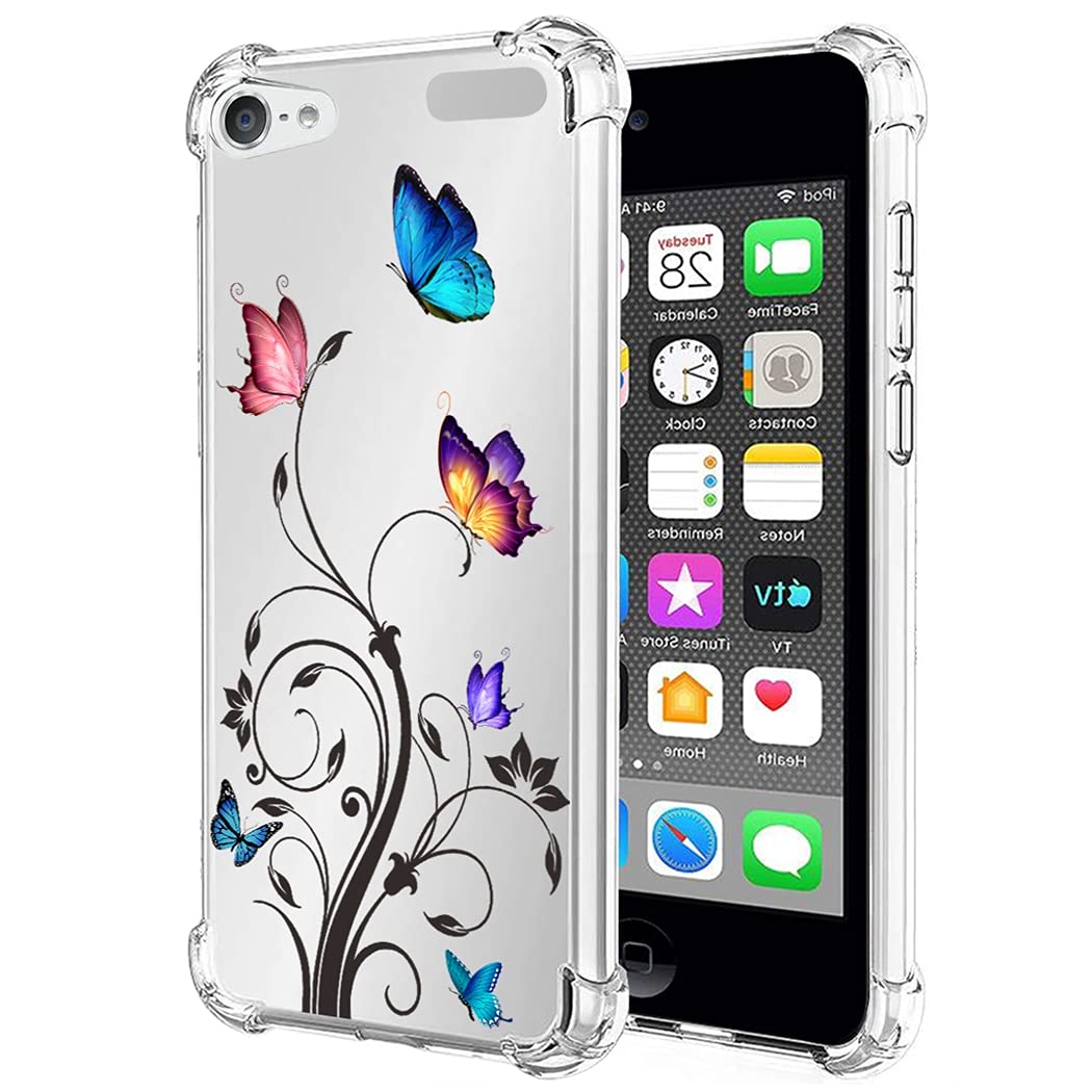 Bohefo Clear Case Compatible With Ipod Touch 7 / Ipod Touch 6 / Ipod Touch 5 Case For Girls Women, Cute Soft Tpu Shockproof Prot