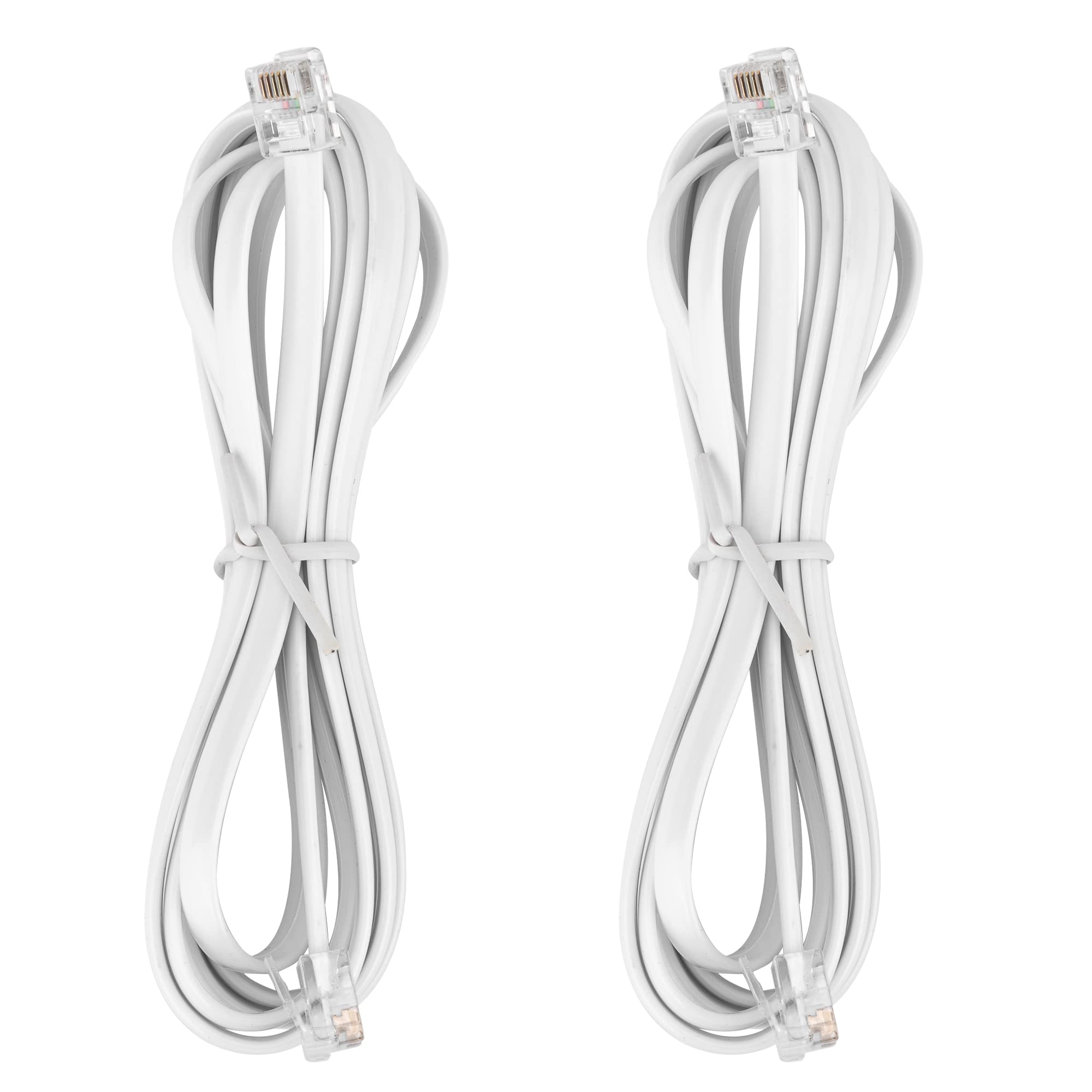 Lansensu Rj12 Cable Phone Cord Rj12 6P6C Male To Male Straight Wired For Both Data And Voice Use   2Pack (White, 6.6Ft)