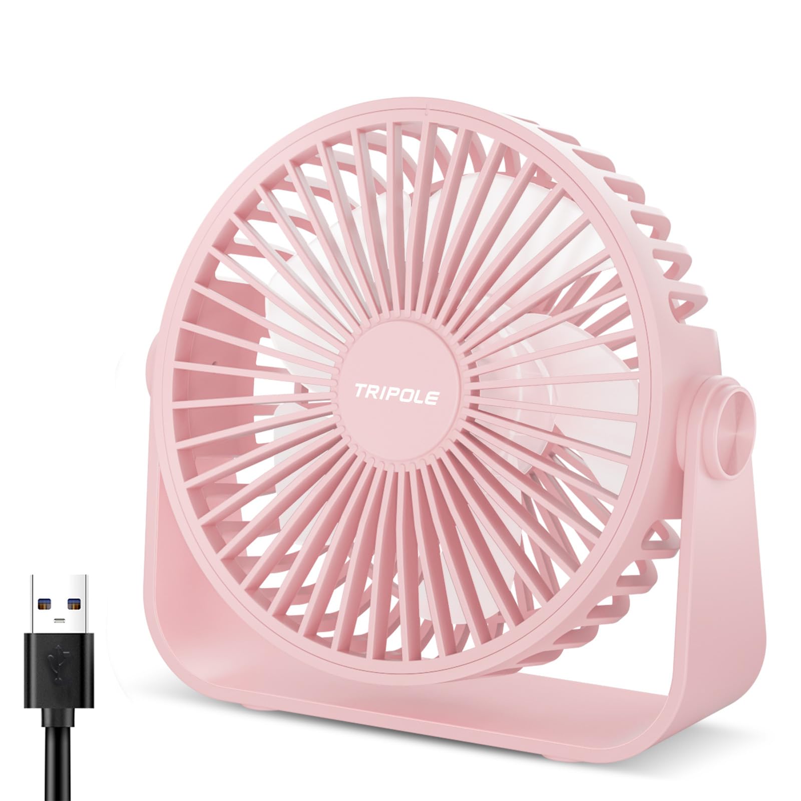 Tripole Usb Desk Fan 4.5 Inches Portable Mini Fan Powerful 3 Speeds Wind Personal Desktop Fan With 360 Head Rotation For Home Of