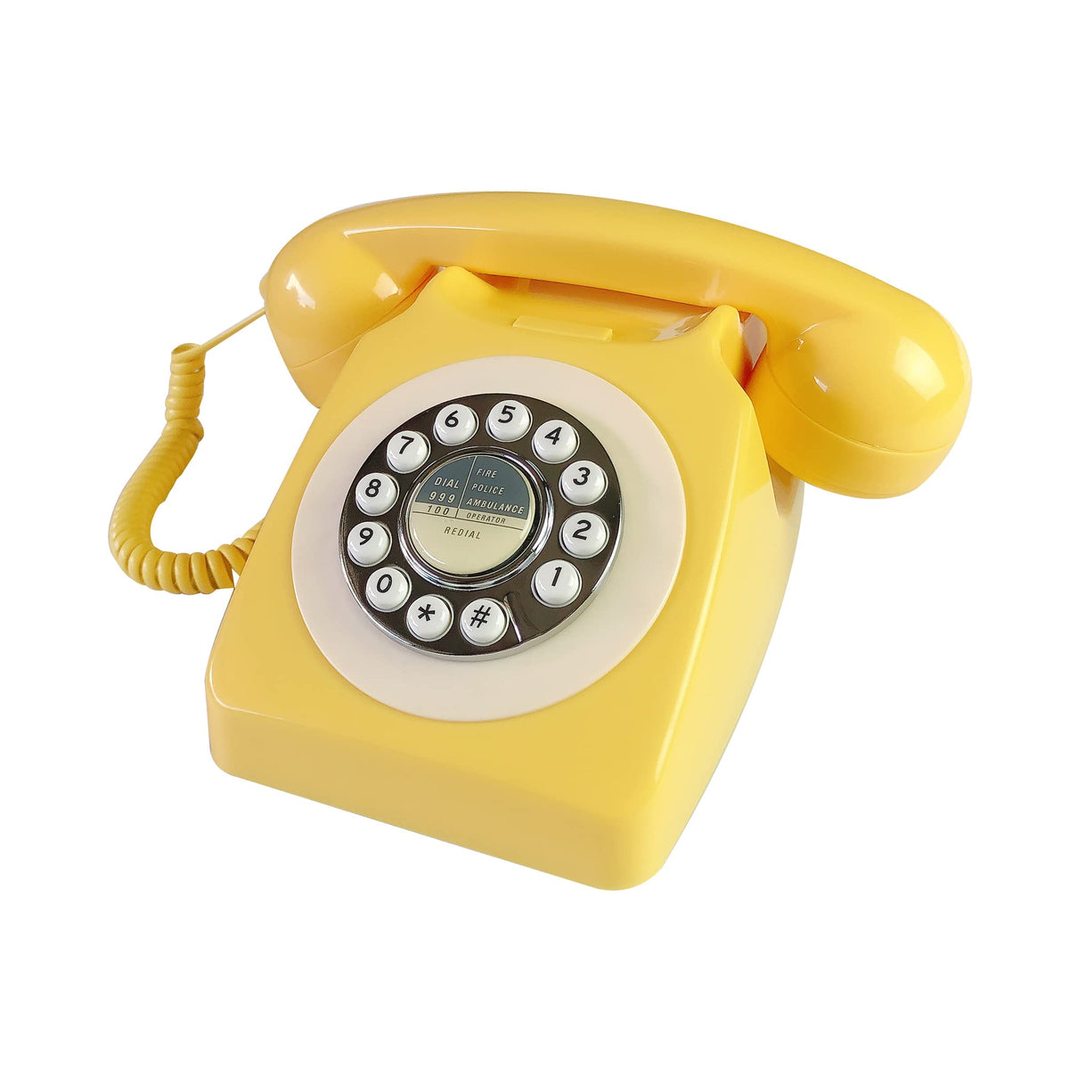 Benotek Retro Landline Phone, Yellow Old Fashion Vintage Telephone With ...