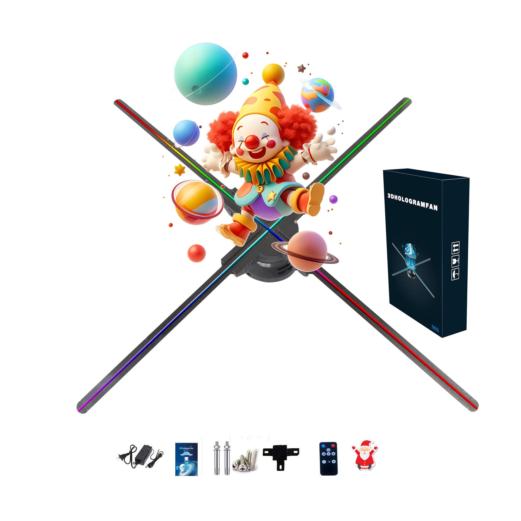 3D Hologram Fan, 25.6 Inch Hologram Projector Screwless Led Lights Hd Led 2000*1444Px Resolution With App And Wifi, Remote Contr