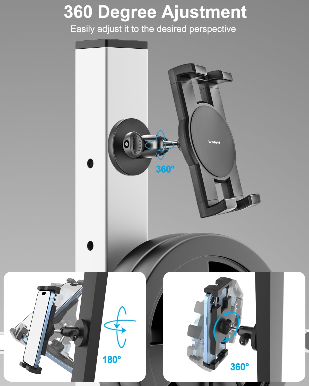 Gym Magnetic Phone Holder [Strong Magnet] Golf Cart Phone Mount For Gym [360 Rotatable] Four Corners Fixed Anti-Shake Big Phone