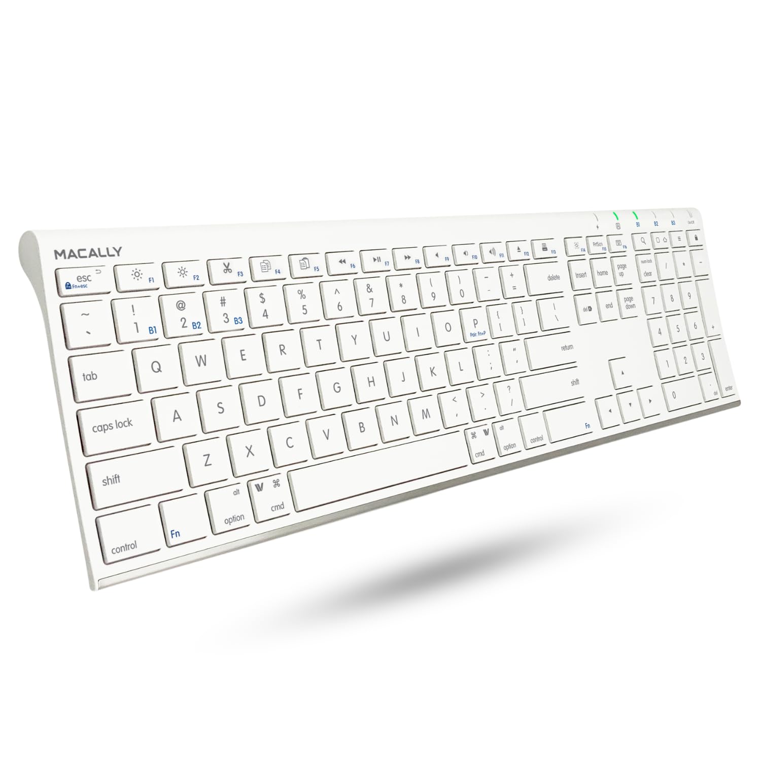 Macally Wireless Bluetooth Keyboard for Mac or Windows PC - Compatible Apple Keyboard Rechargeable - Multi-Device Keyboard, Up t