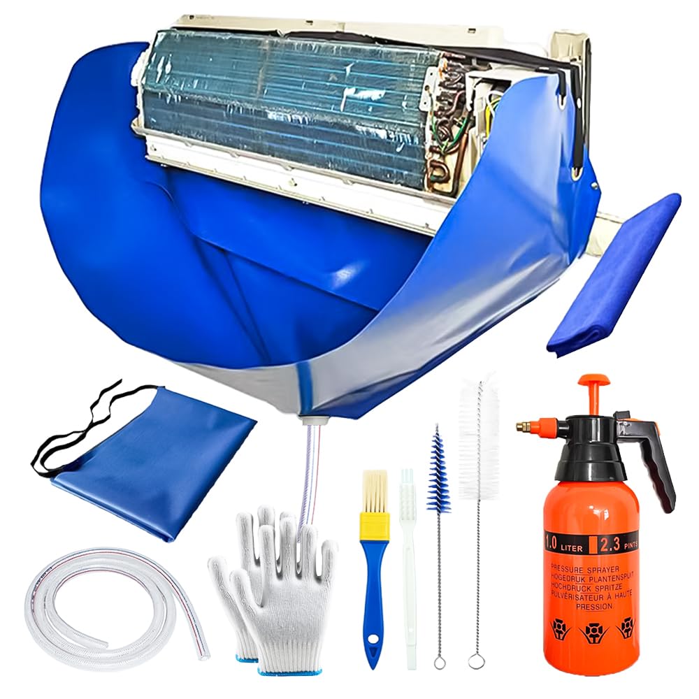 SOUTH SILK Ac Cleaning Bag with Wall Protection Cloth, 13Pcs Mini Split Cleaning Kit, Split Unit Cleaning Kit, Quick and Efficie