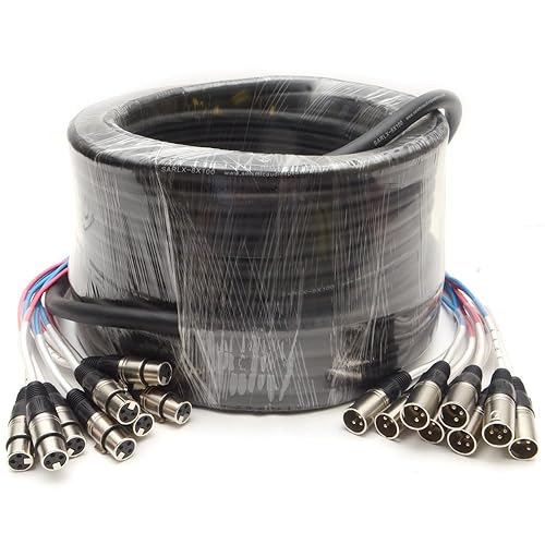 Seismic Audio   Sarlx 8X100   8 Channel Xlr Snake Cable   100 Feet Long   Pro Audio Snake For Live Live, Recording, Studios, And