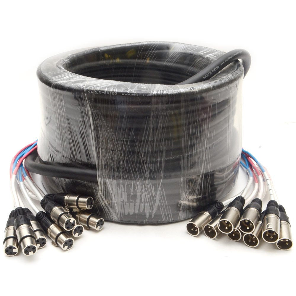 Seismic Audio   Sarlx 8X100   8 Channel Xlr Snake Cable   100 Feet Long   Pro Audio Snake For Live Live, Recording, Studios, And
