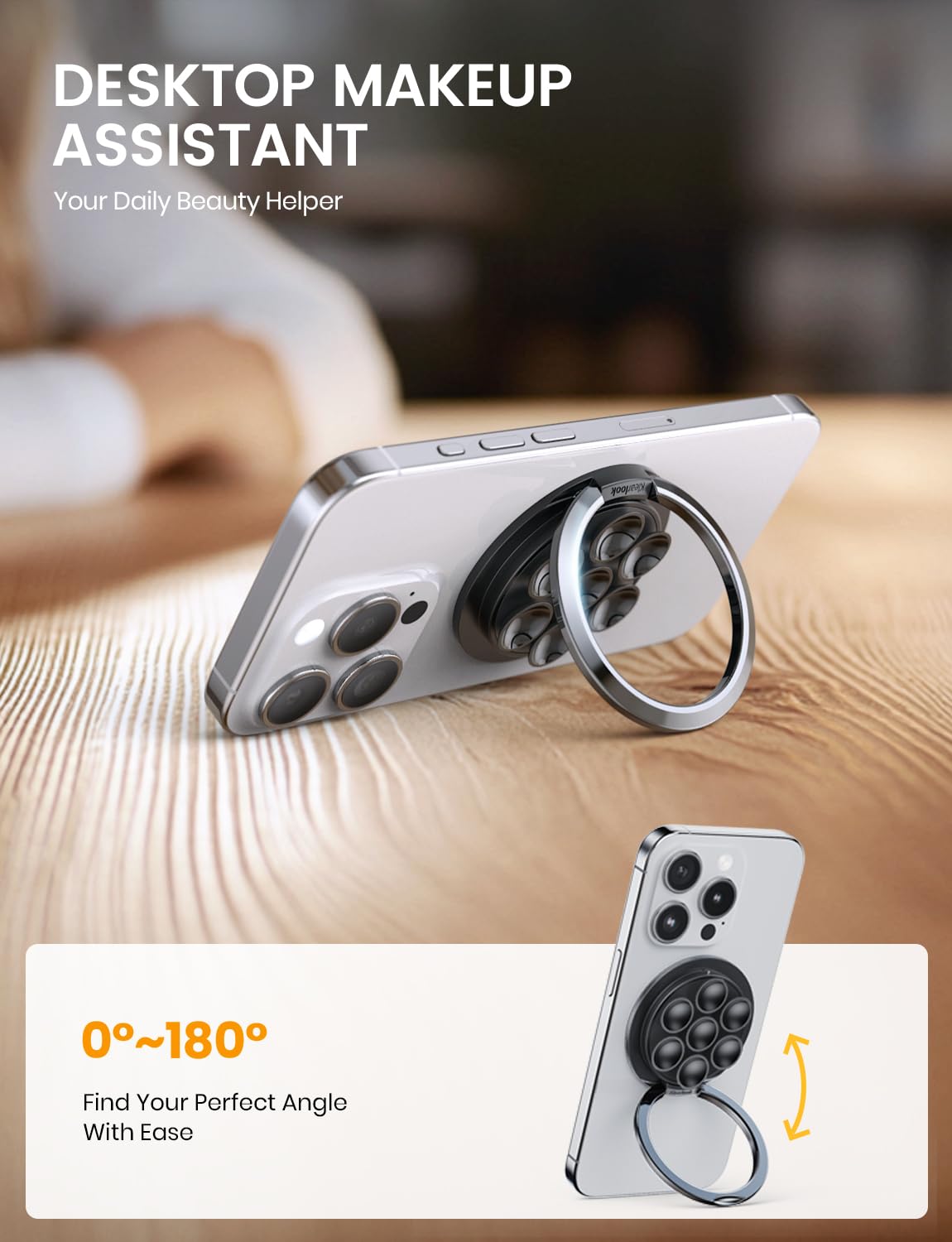 Magnetic Suction Phone Mount Built-In Mirror For Magsafe Case, Silicone Octo Cup Buddy Sticky Grip Holder For Iphone, Adjustable