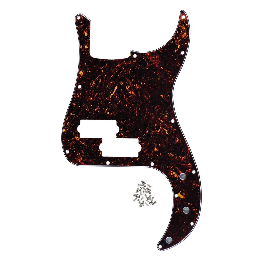 Fleor 13 Hole P Bass Pickguard Guitar Scratch Plate Pick Guard For 4 String Usa/Mexican Standard Precision Bass Style, 4Ply Brow