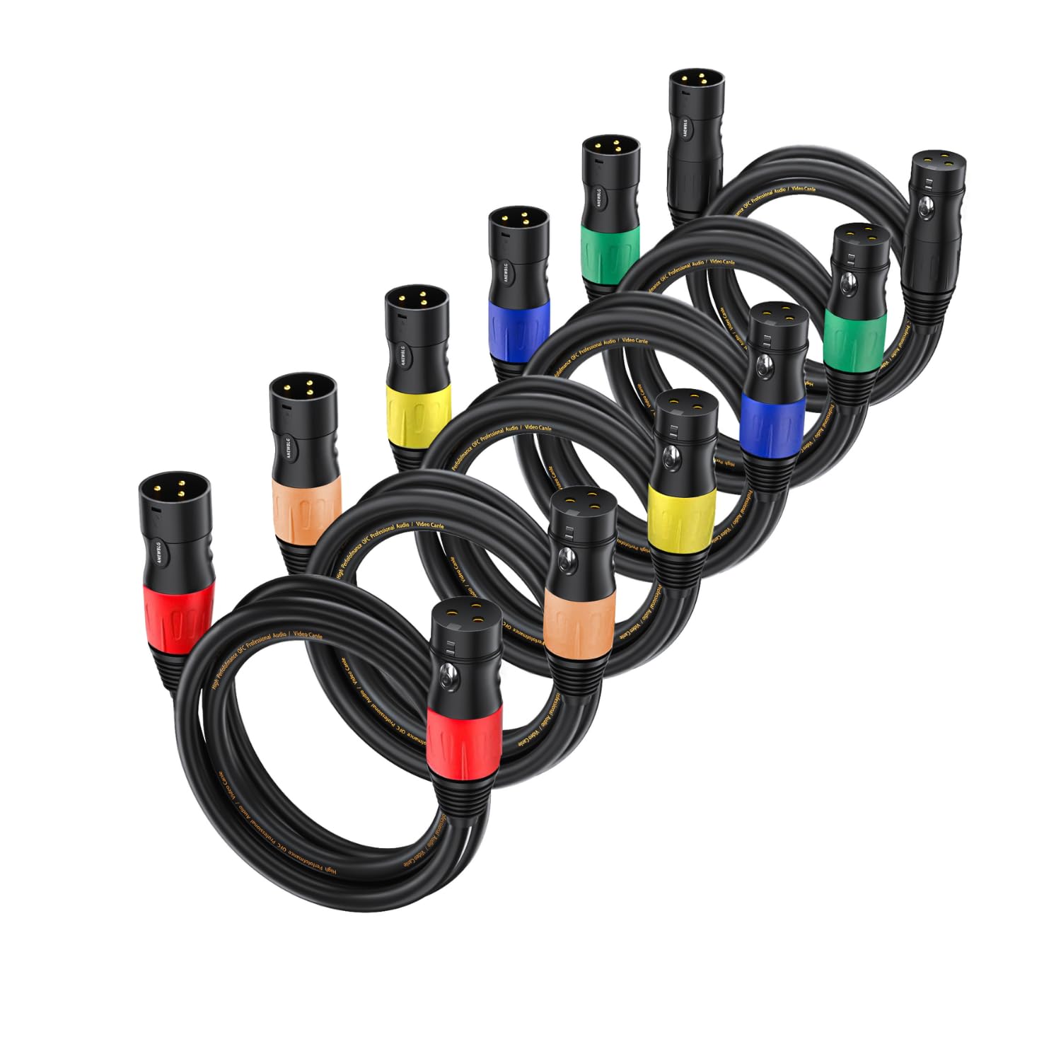 Anewbig XLR Cables 25ft 6 Pack,XLR Male to Female Microphone Cables,3-Pins Gold-Plated Mic Cable with OD6.0mm Jacket,Stage-Grade