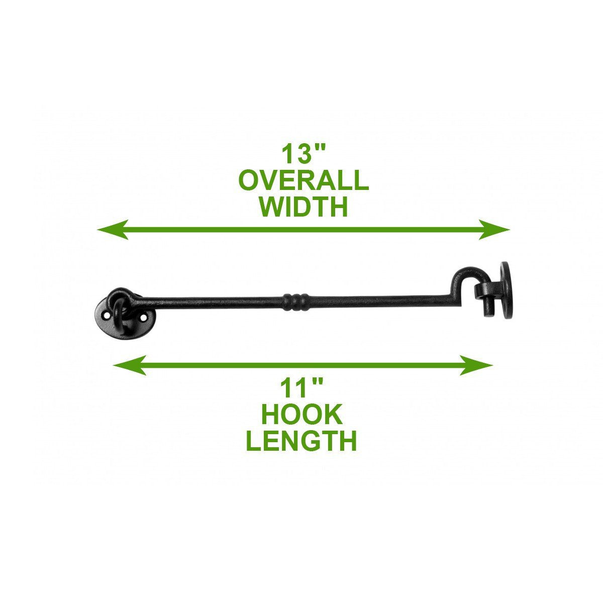 Renovators Supply Black Wrought Iron Cabin Hook Eye 11 Inches Long Large Decorative Privacy Hook Door Latches For Kitchen Cabine