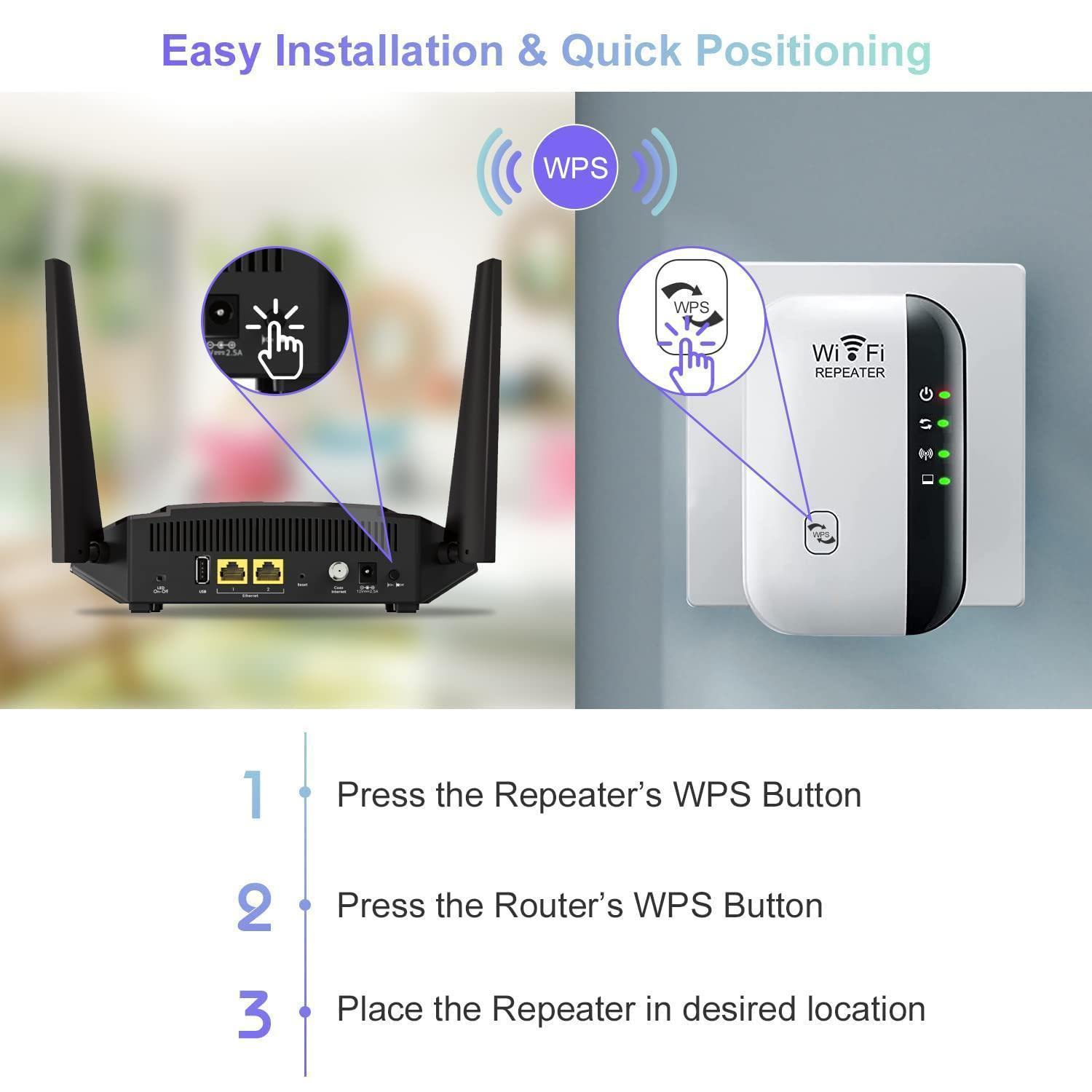 Wifi Extender, Wifi Extenders Signal Booster For Home Up To 5000 Sq.Ft And 40 Devices, Wifi Range Extender, Wireless Repeater, L