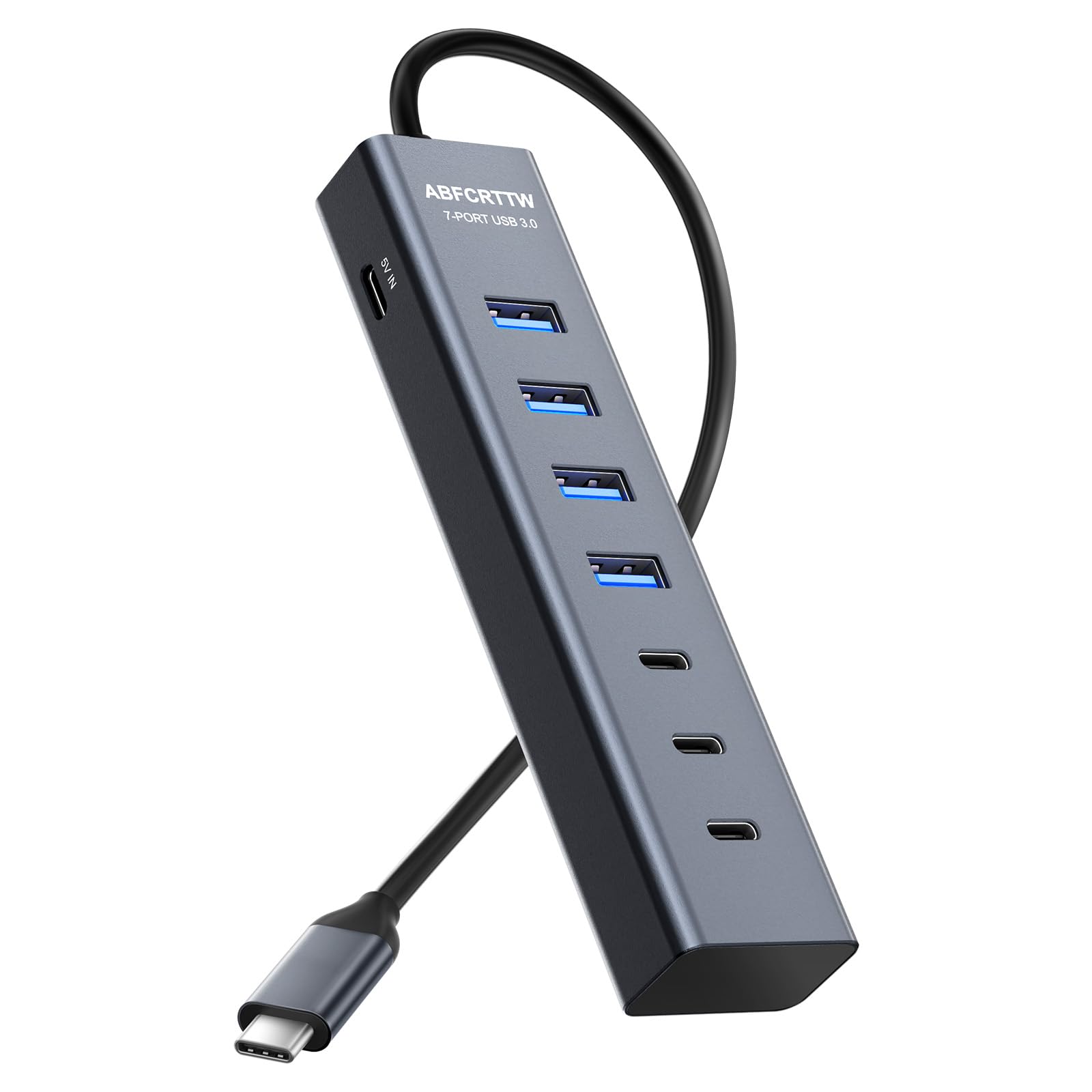 USB C to USB Hub Multiport Adapter, Aluminium 7-Port USB C Hub Multiport Adapter, USB Extenders, USB c Splitter for Thunderbolt,
