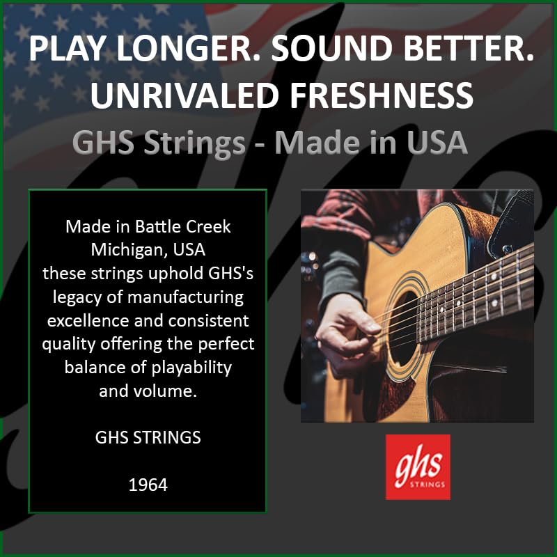 Ghs Strings - Bright Bronze Acoustic Guitar Strings - Medium Gauge 13-56 (Bb40M Set) - 80/20 Bronze Copper-Zinc Alloy, Bright To