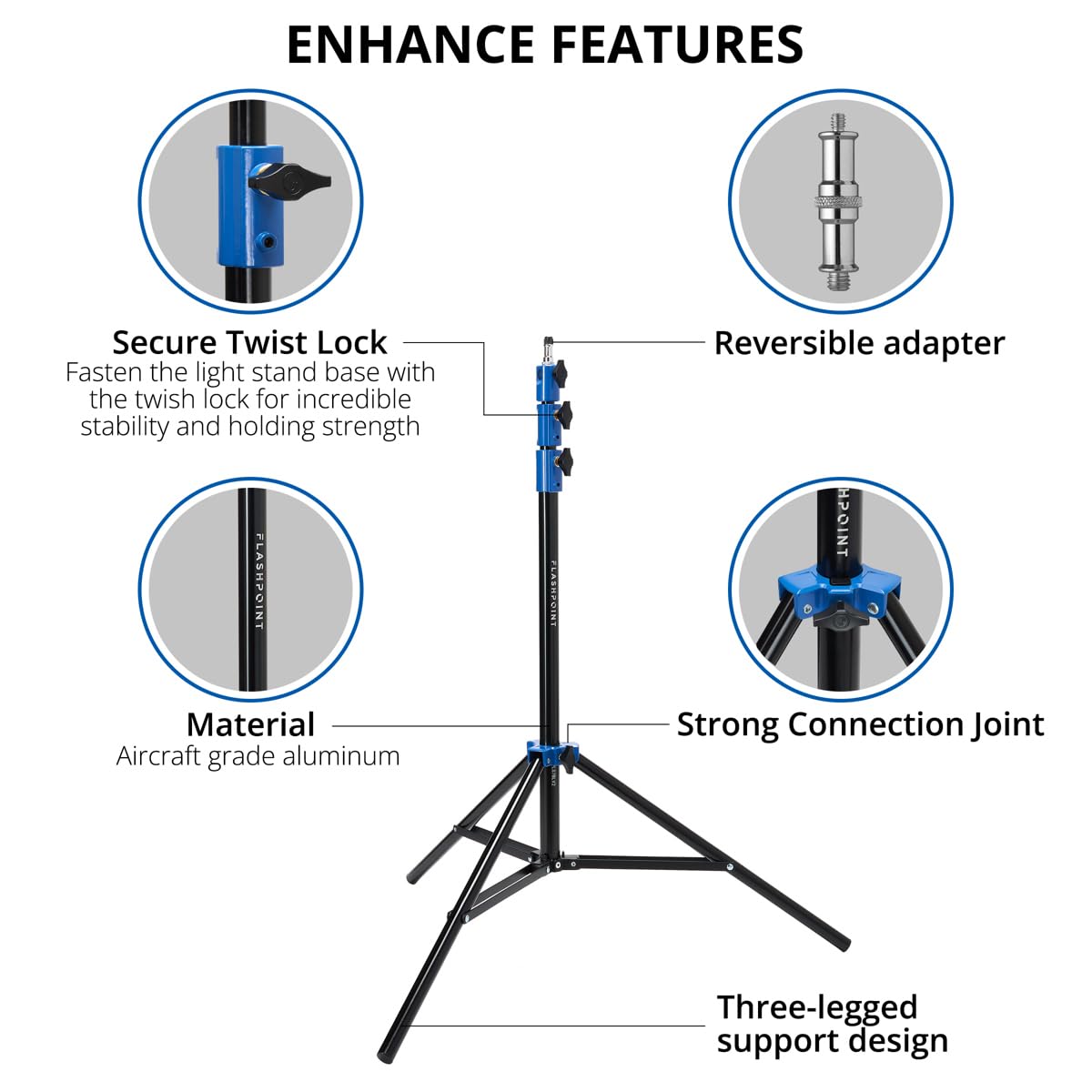 Flashpoint Pro Air-Cushioned Heavy-Duty Light Stand (Blue, 7.2)
