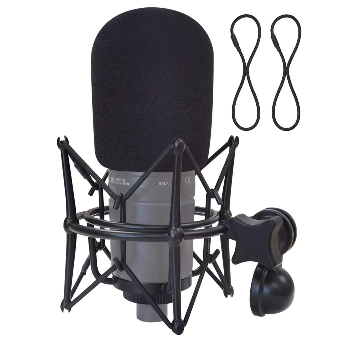 Zyamy 8Pcs Black Universal Elastic Band Replacement Microphone Shock Mount Rubber Ring Shock Mount Retainer