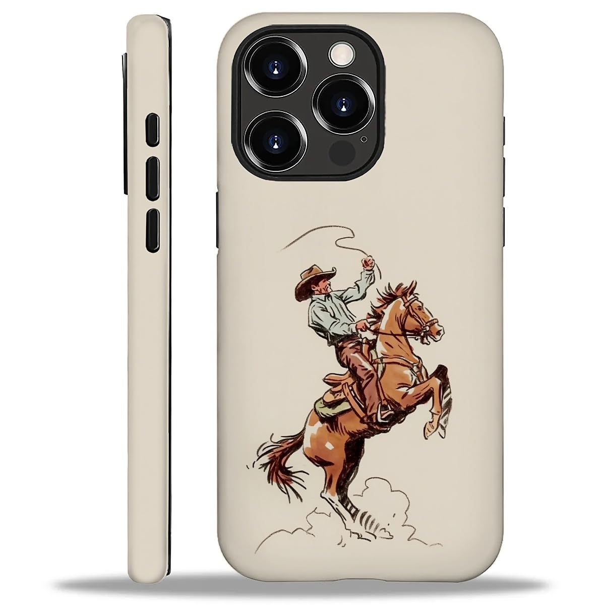 Smamz For Iphone 16 Pro Max Case, T2 Cowboy Horse A3 Shockproof Rugged Cover Dual Layer Soft Tpu Hard Pc Bumper Case Design For 