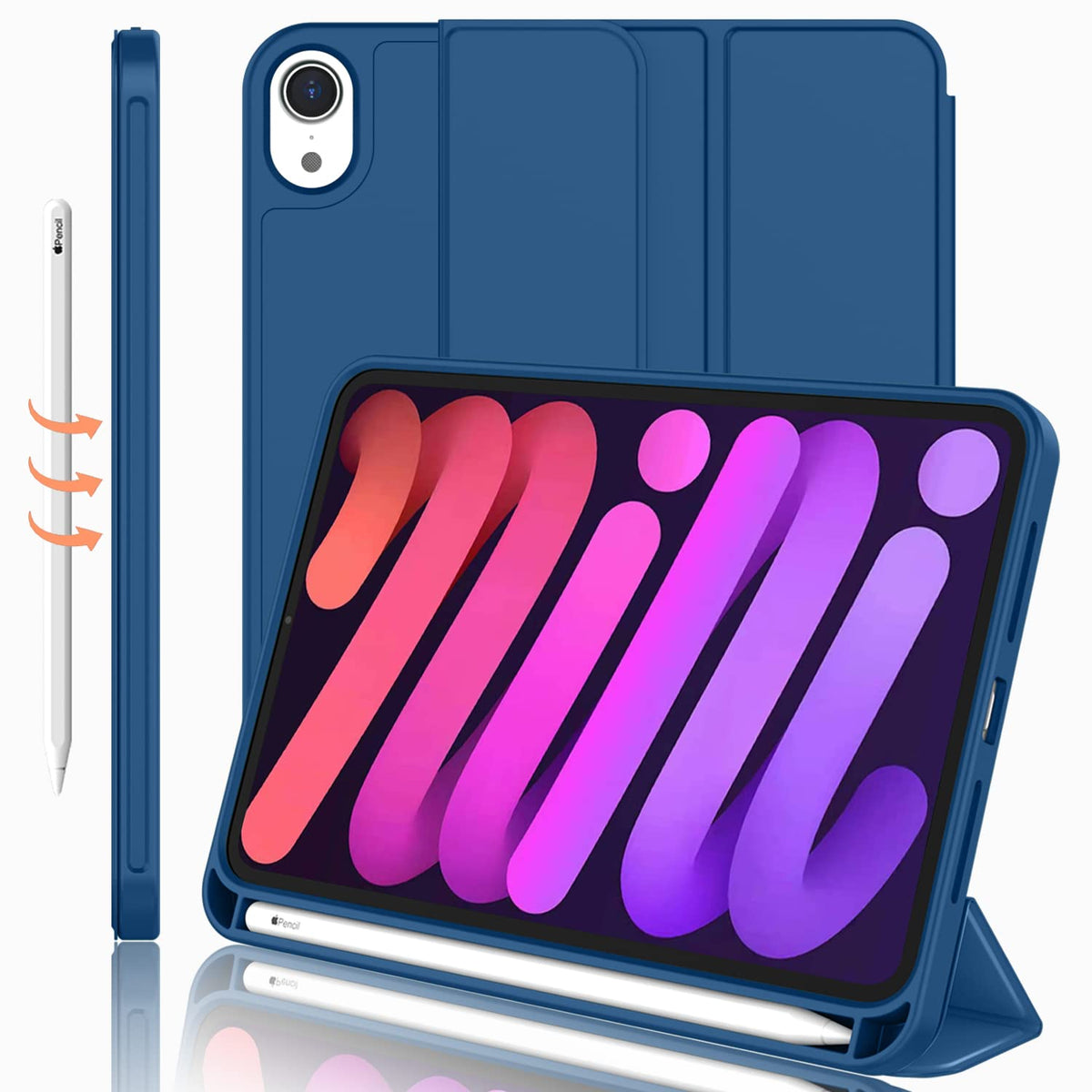Imieet New Ipad Mini 6 Case (8.3 Inch,2021 Model), Ipad Mini 6Th Generation Case With Pencil Holder [Support Ipad 2Nd Pencil Cha