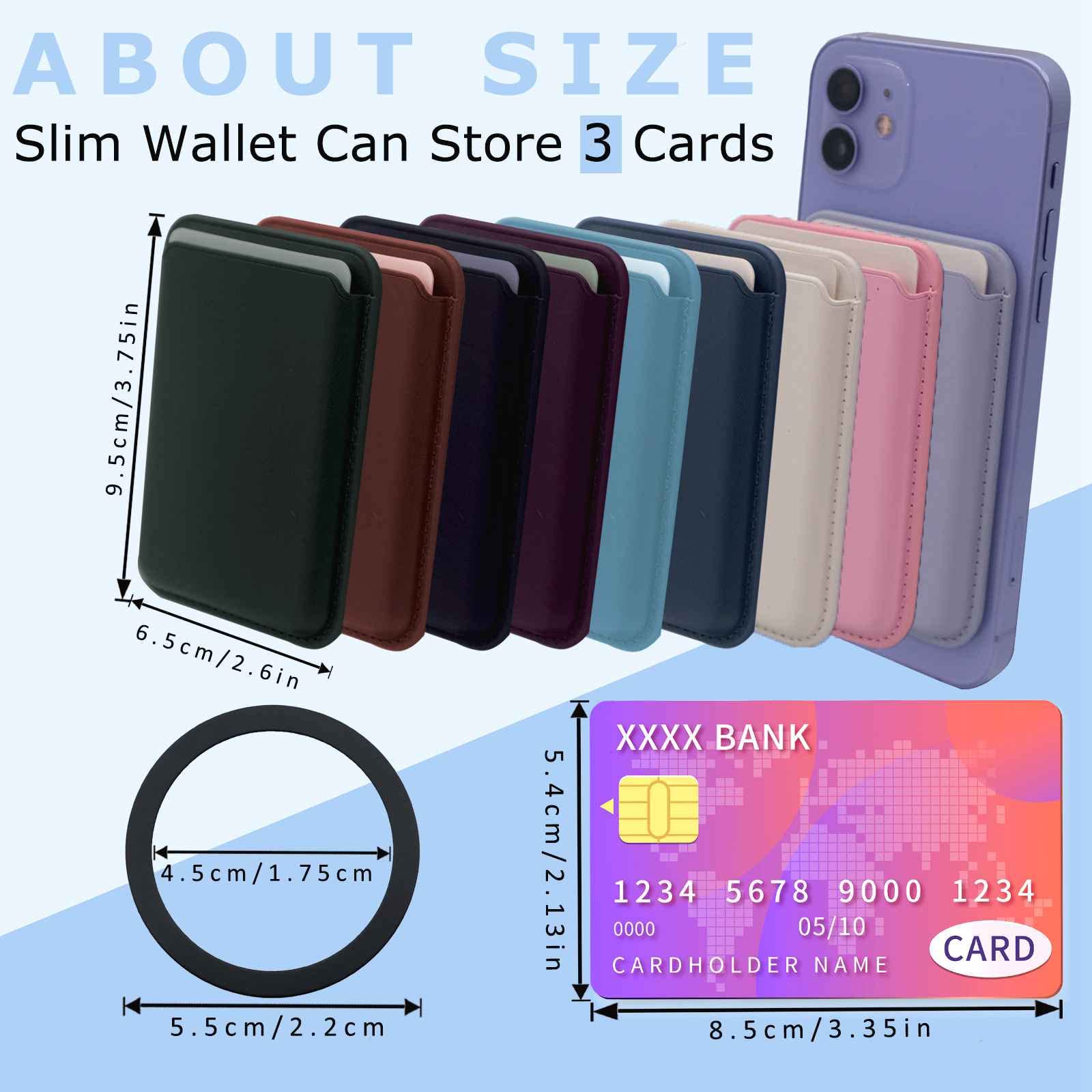 Magnetic Card Wallet Holder For Magsafe Iphone 14/13/12 Pro Max/Plus/Mini, Leather Cell Phone Case With Strong Magnet Ring For C