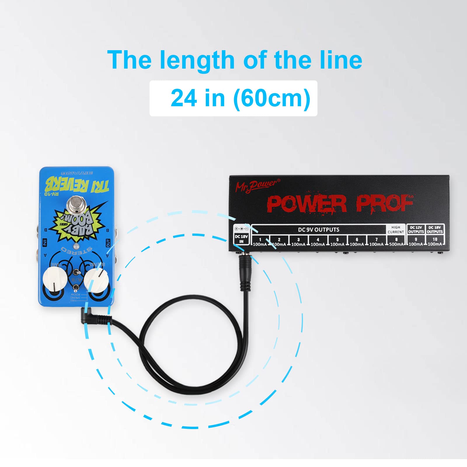 Mr.Power Guitar Effect Pedal Dc Cable 5.5 X 2.1Mm Power Lead/Cord, Male To Male 24Awg Connector Plug Wire Adapter (24 In, 8 Pack