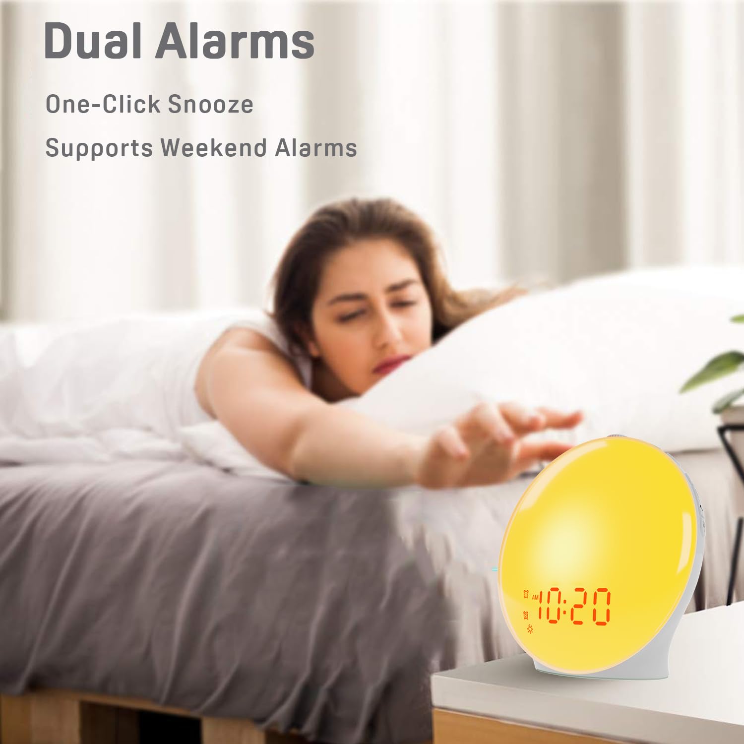 Wake Up Light Sunrise Alarm Clock For Kids, Heavy Sleepers, Bedroom, With Sunrise Simulation, Sleep Aid, Dual Alarms, Fm Radio,