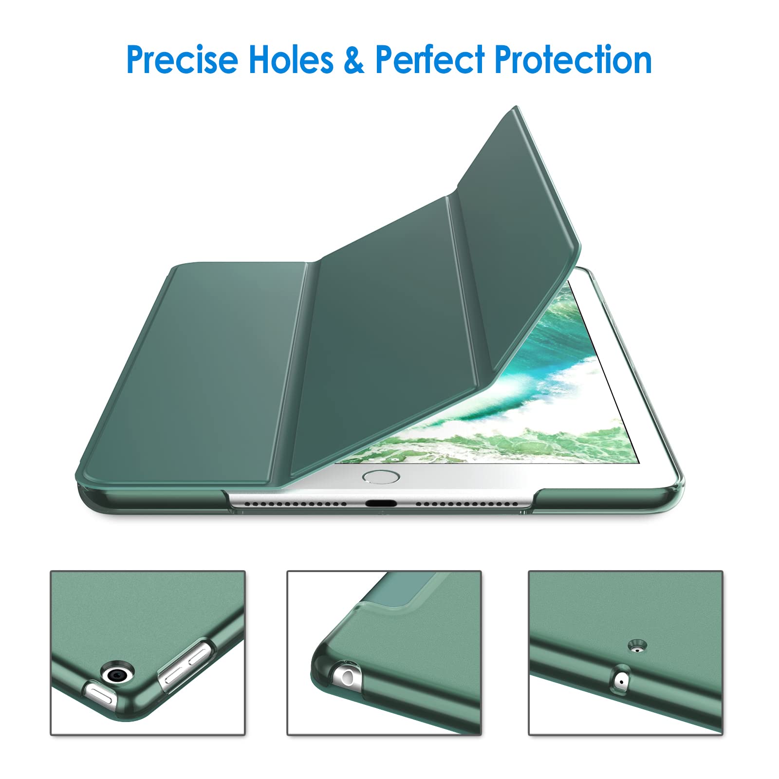 Jetech Case For Ipad (9.7-Inch, 2018/2017 Model, 6Th/5Th Generation), Smart Cover Auto Wake/Sleep (Misty Blue)