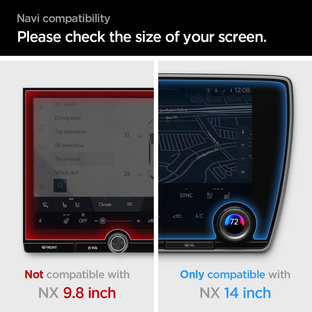Spigen Tempered Glass Screen Protector [Glastr Slim] Designed For Lexus Nx (2022/2023/2024/2025) 14 Inch Dashboard Touchscreen   Crystal Clear