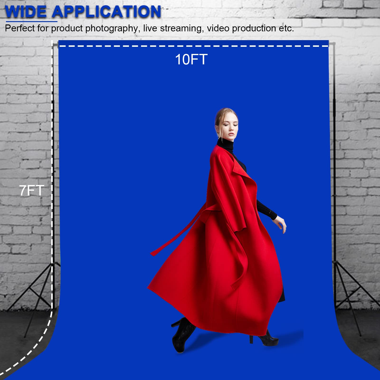 Aimosen 10X7 Ft Royal Blue Screen Backdrop For Photography, Chromakey Blue Photo Background Curtain Seamless For Video Meeting P