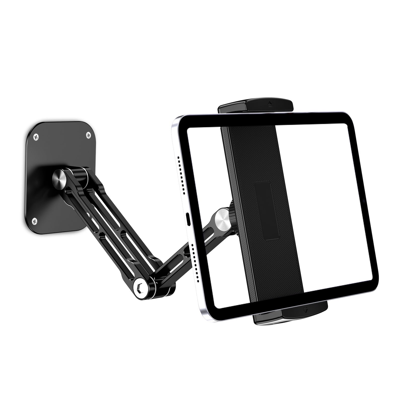 Lucrave Tablet Wall Mount Holder, Aluminium Extendable Ipad Wall Holder, With 360Rotating Base Adjustable And Foldable For Ipad