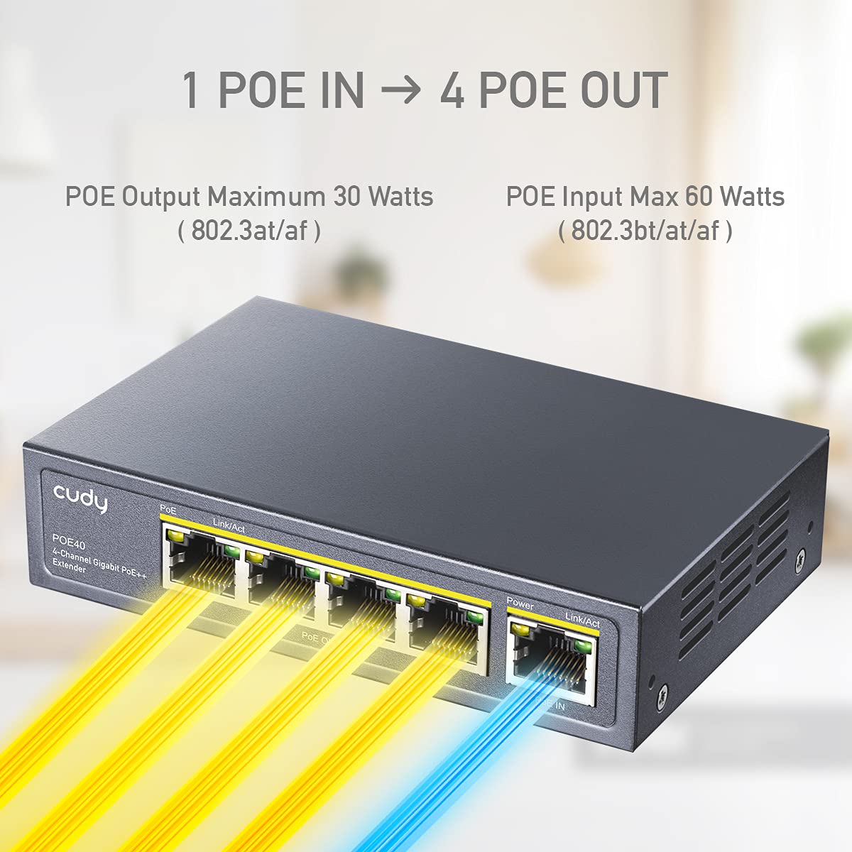 Cudy 4 Port Gigabit Poe Extender, 10/100/1000Mbps, 4 Channel Poe Repeater, Poe Amplifier, Poe Booster, Wall Mount, Comply With I
