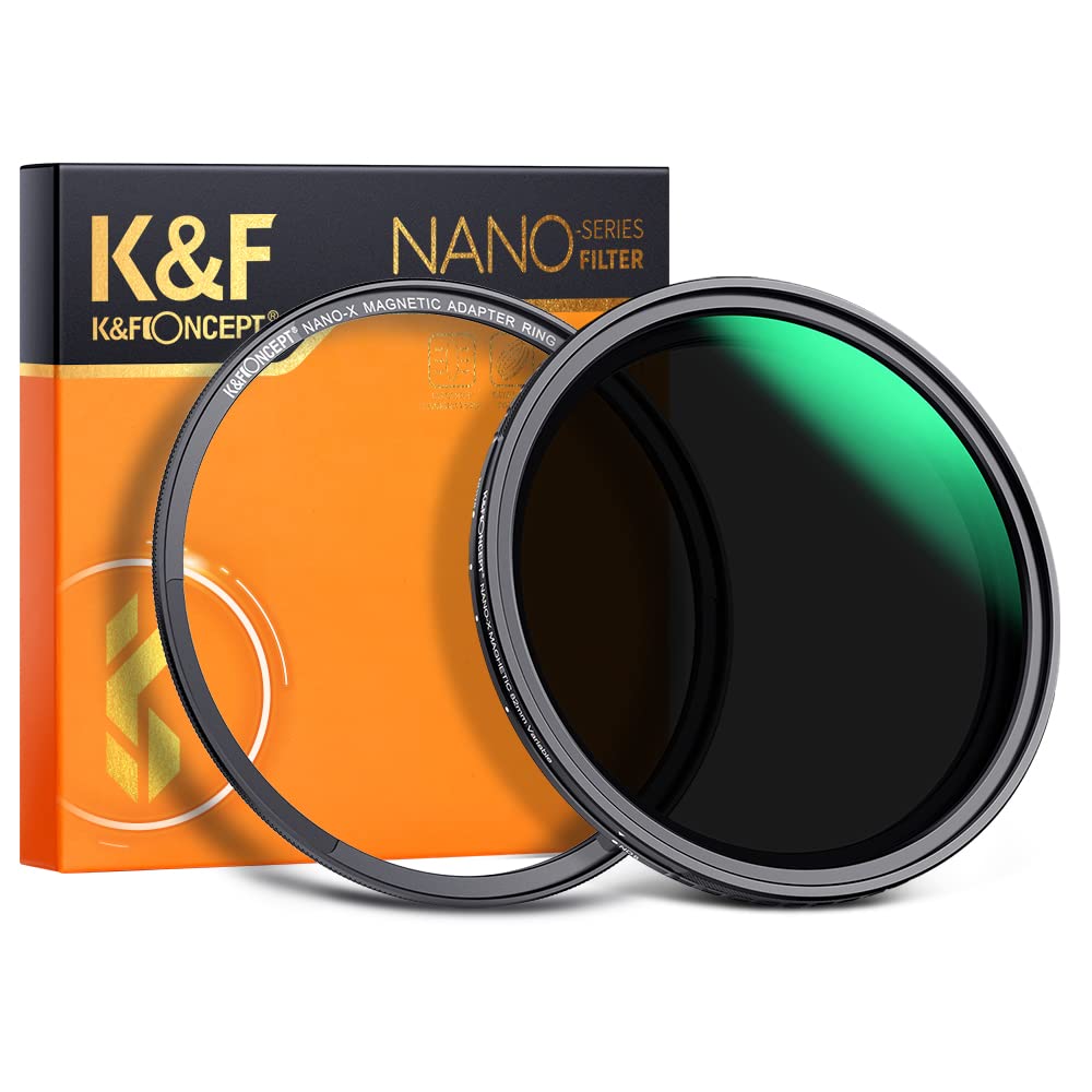 K&F Concept 77Mm Magnetic Variable Nd Lens Filter Nd8 Nd128 (3 7 Stops) + Magnetic Filter Basic Ring Kit, Adjustable Neutral Den