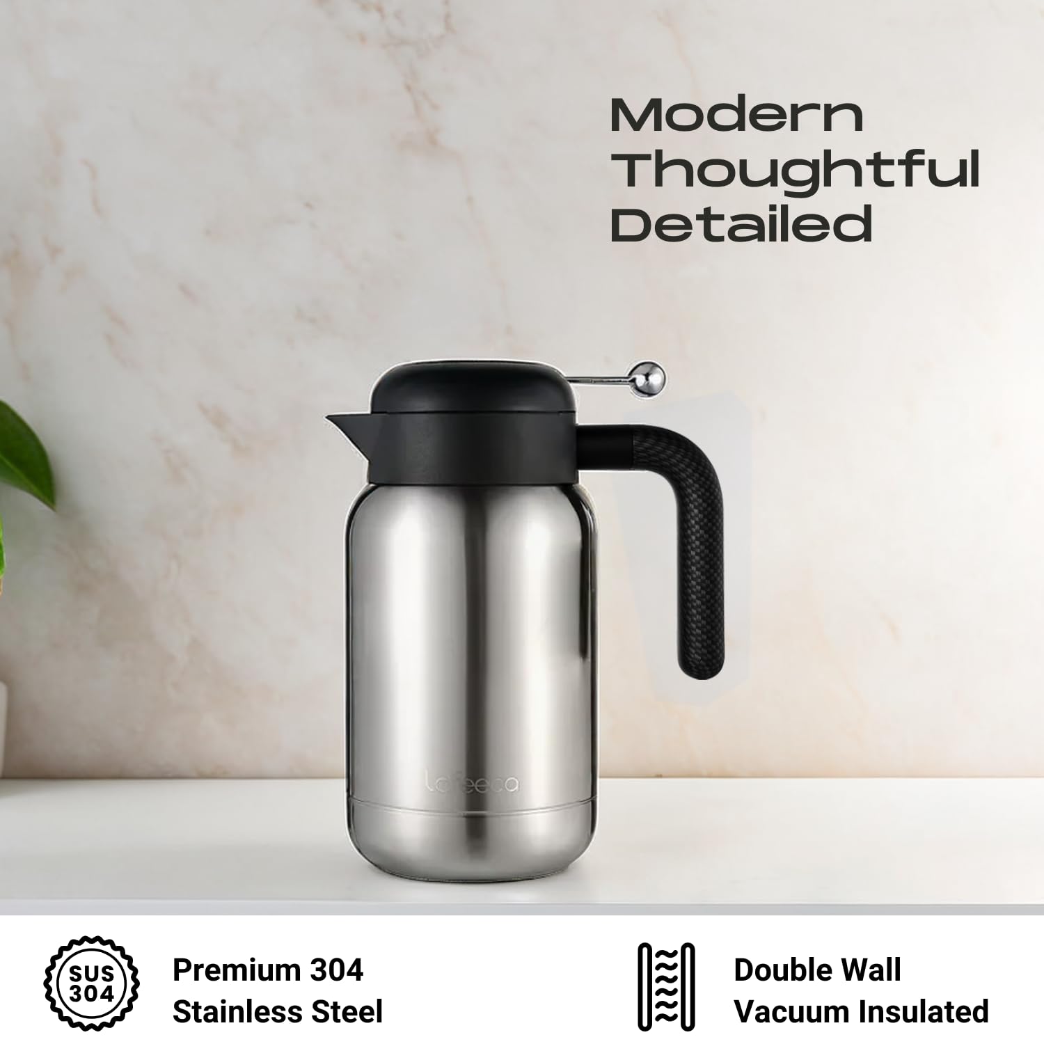 Aura Thermal Coffee Carafe Tea Pot For Keeping Hot & Iced Cold   Vacuum Insulated   Thermos Water Pitcher   Beverage Dispenser