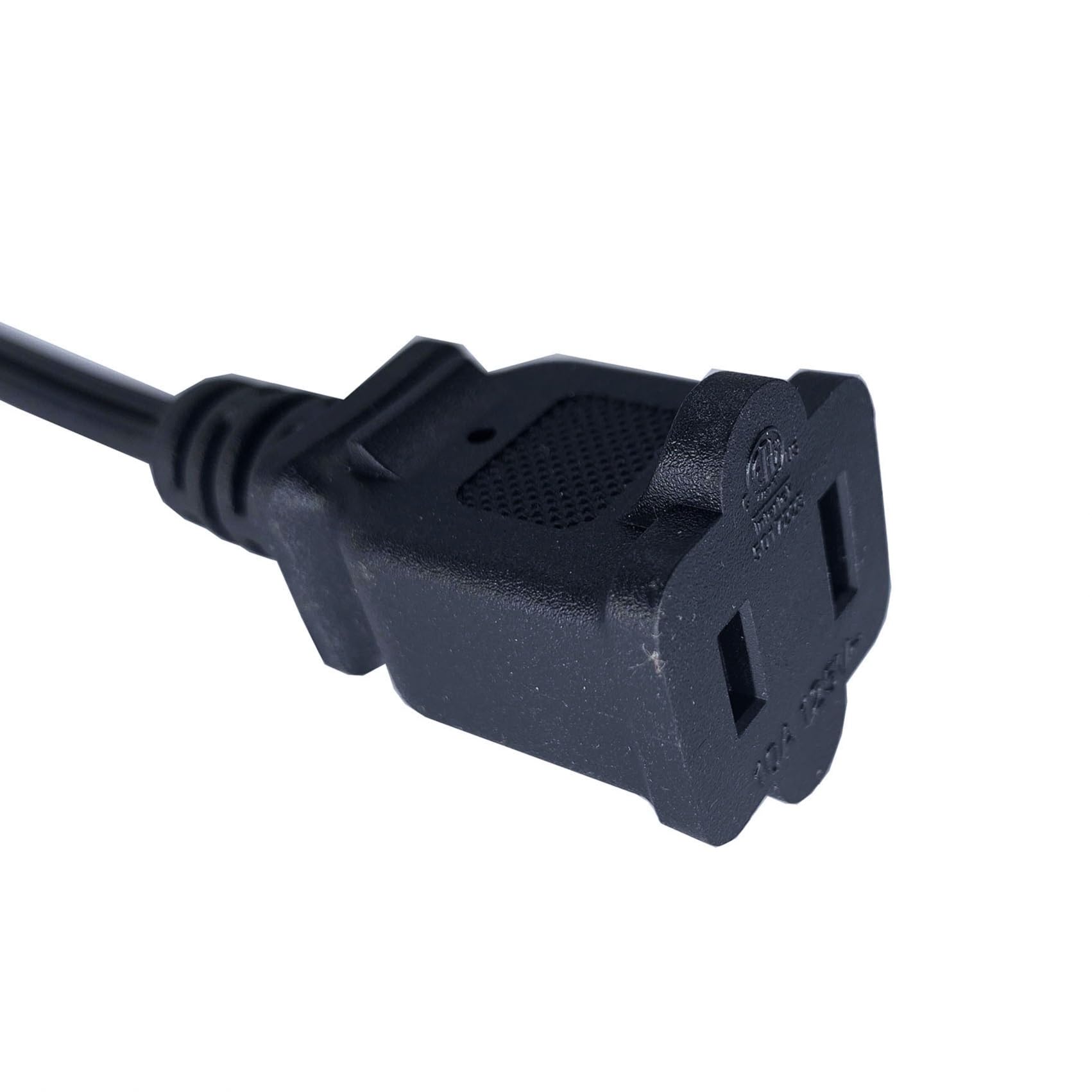 Musunpara 2 Ft Extension Cord, 18 AWG Black Power Cable, 2 Prong Male to Female, Indoor Use, NEMA 5-15P to NEMA 5-