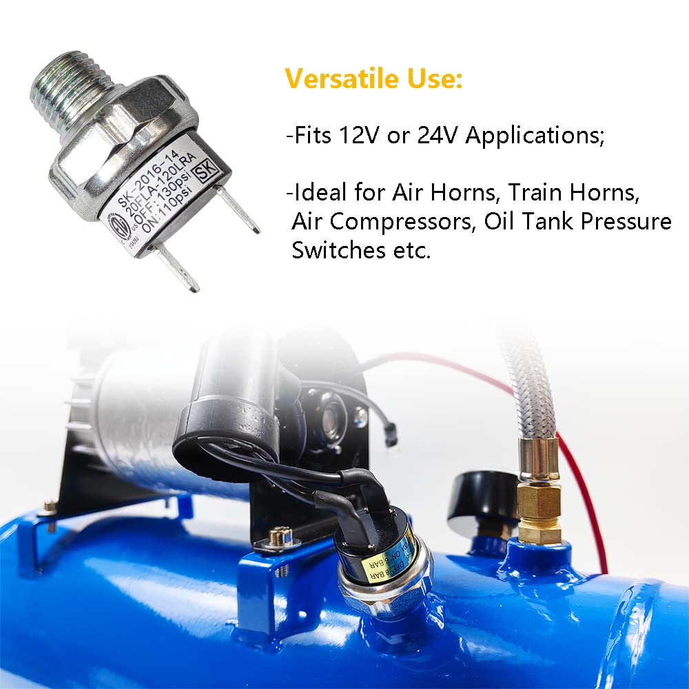 Pair Of Air Pressure Switch 110 130 Psi Tank Mount Type Thread 1/4'' Npt 12V 24V Dc Air Compressor Pressure Switch For Air Train