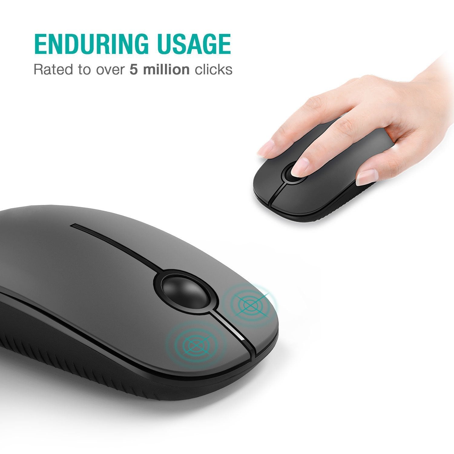 Unipows Wireless Mouse - 2.4G Slim Portable Computer Mouse With Nano Receiver, Less Noise Mobile Optical Mice For Notebook, Pc,