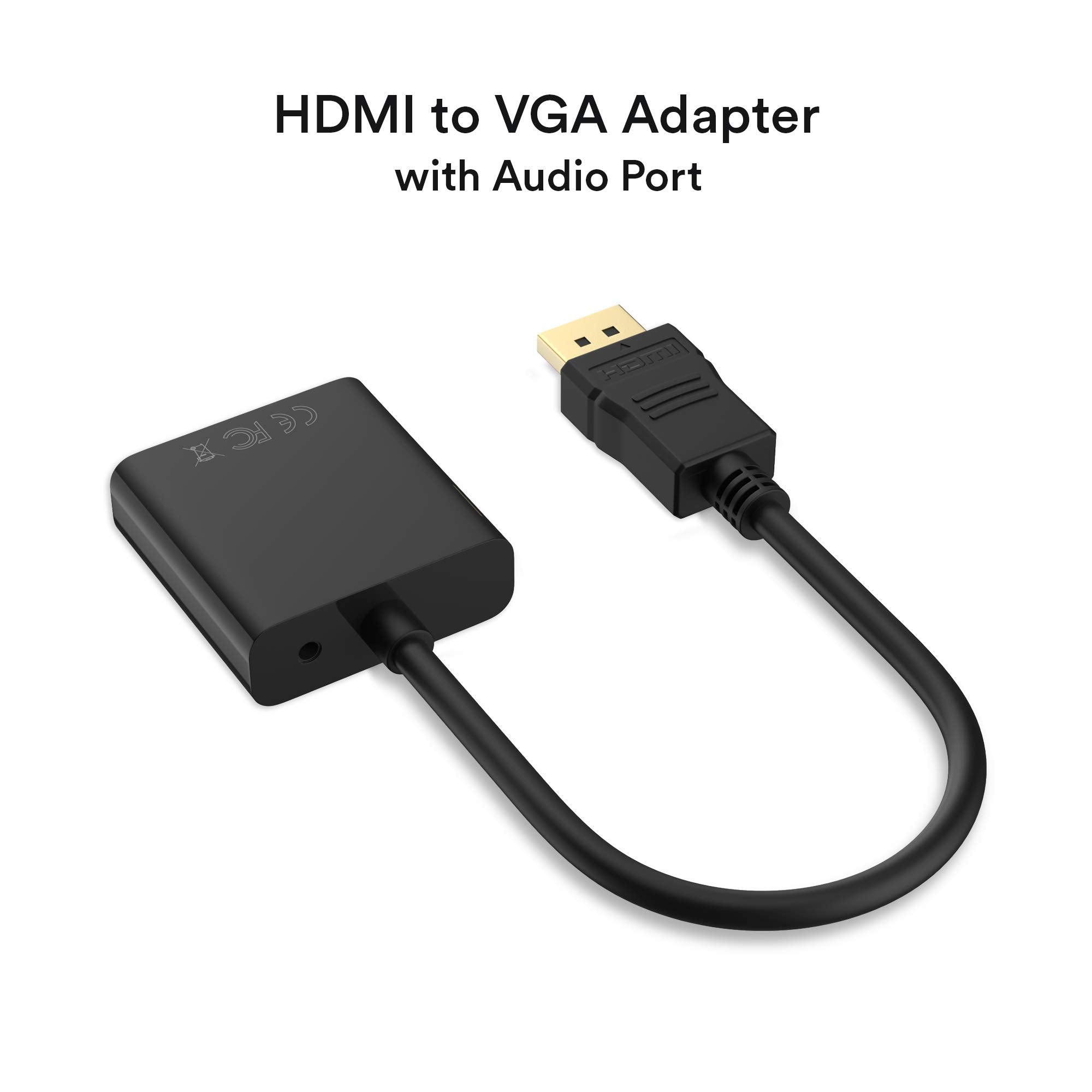 Cableader Hdmi To Vga 1080P, Hdmi Male To Vga Female With Audio For Laptop,Pc,Desktop,Tvbox,Xbox,Ps3,Ps4 Etc  Black
