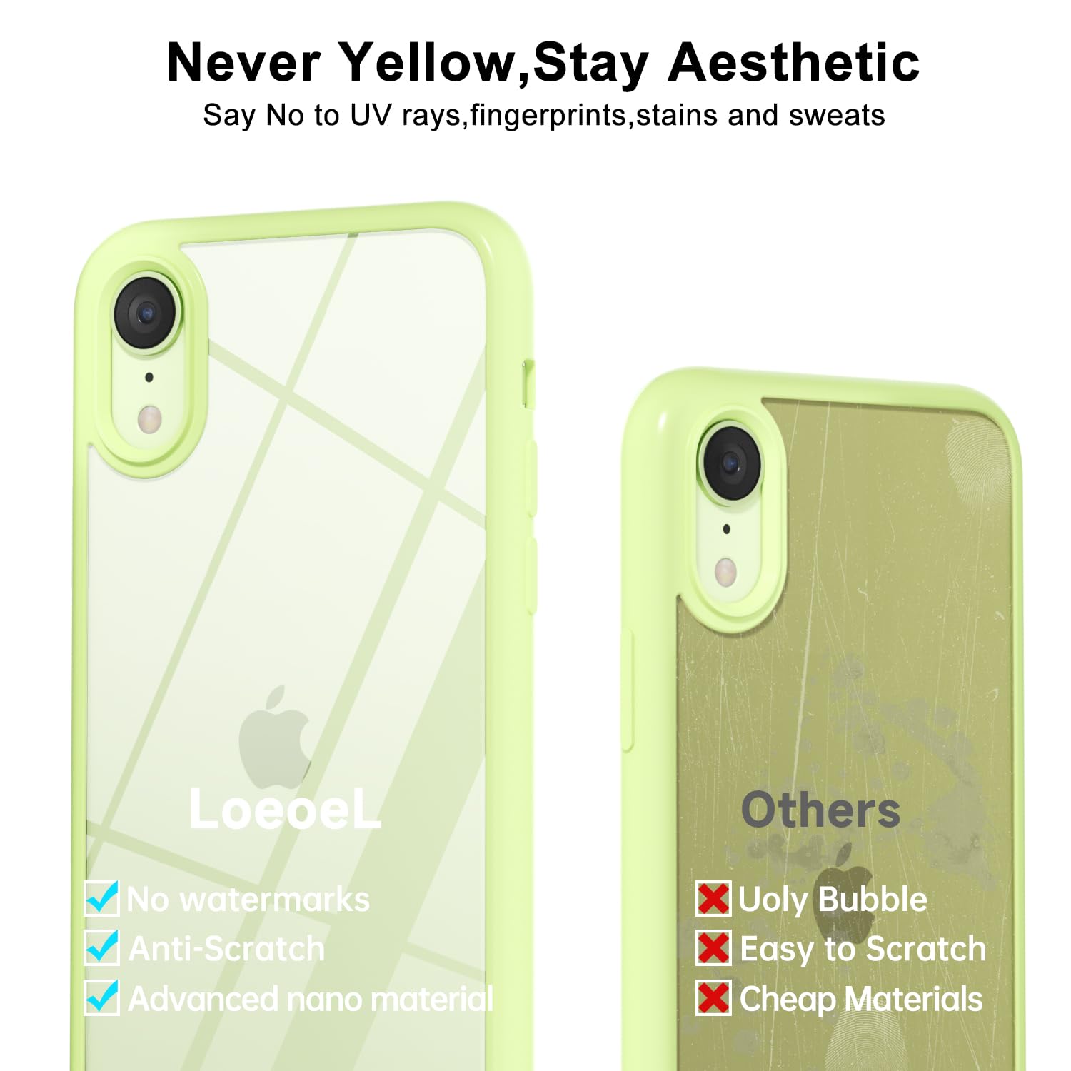 Loeoel For Iphone Xr Case Clear, Transparent Hybrid Xr Phone Case [Hard Plastic & Soft Silicone Bumper] Acrylic Non Yellowing Th