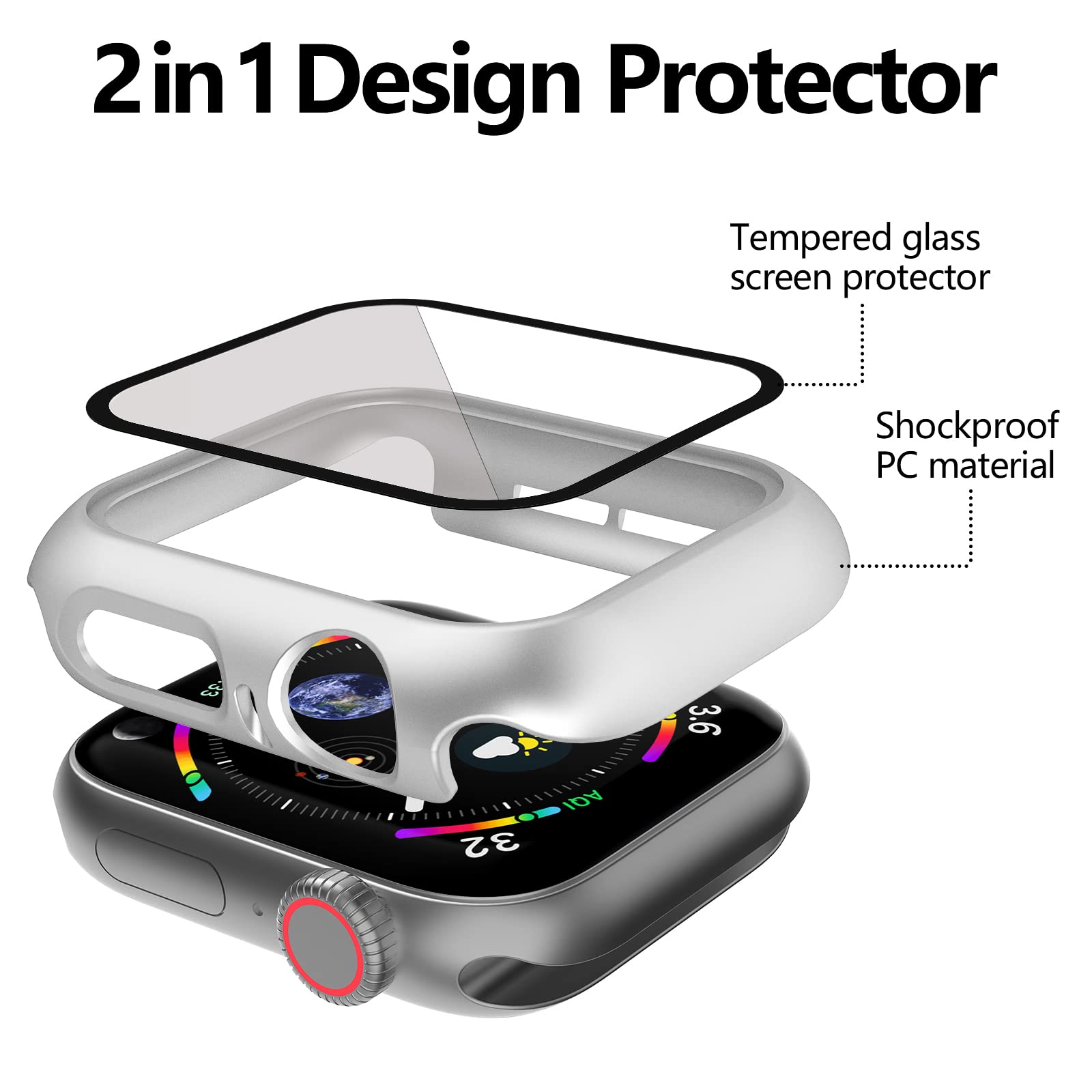 12 Pcs Jomitvp Hard Pc Case Compatible For Apple Watch Series 3/2/1 42Mm With Tempered Glass Screen Protector, All Around Protec