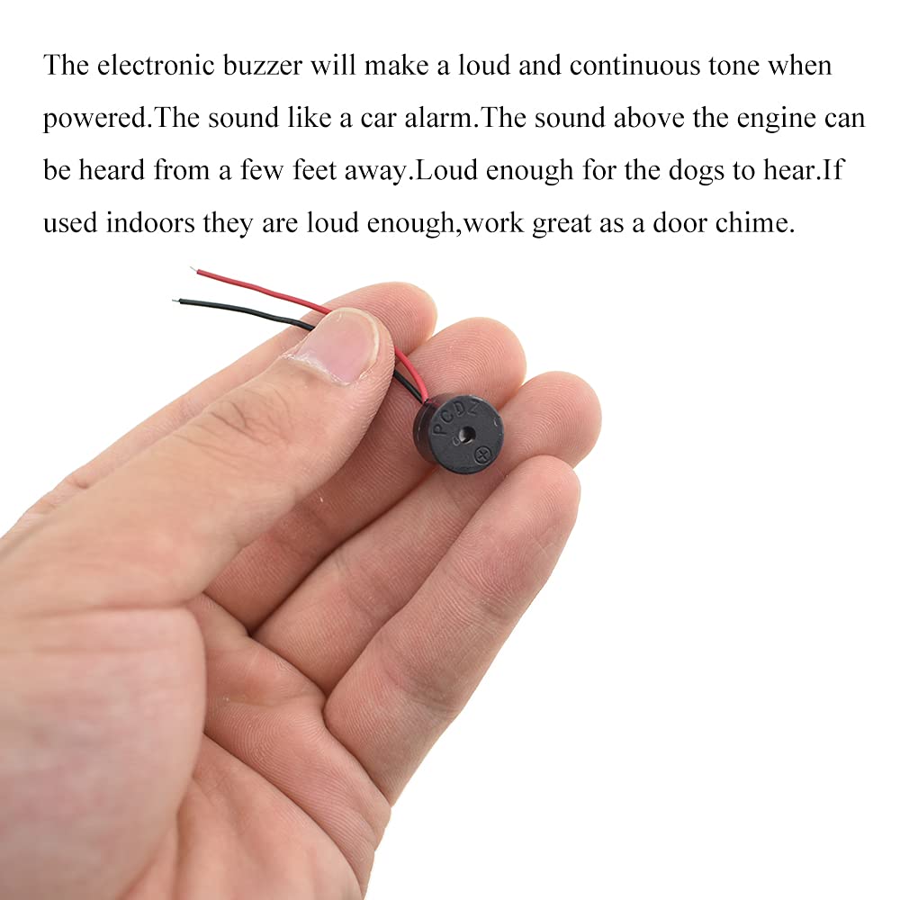 Hahiyo Ymd 12095 Electronic Buzzer Alarm 5V Dc 12X9.5Mm Beep Continuous Sounder Active High Plenty Loud Tone Piezo Siren Securit