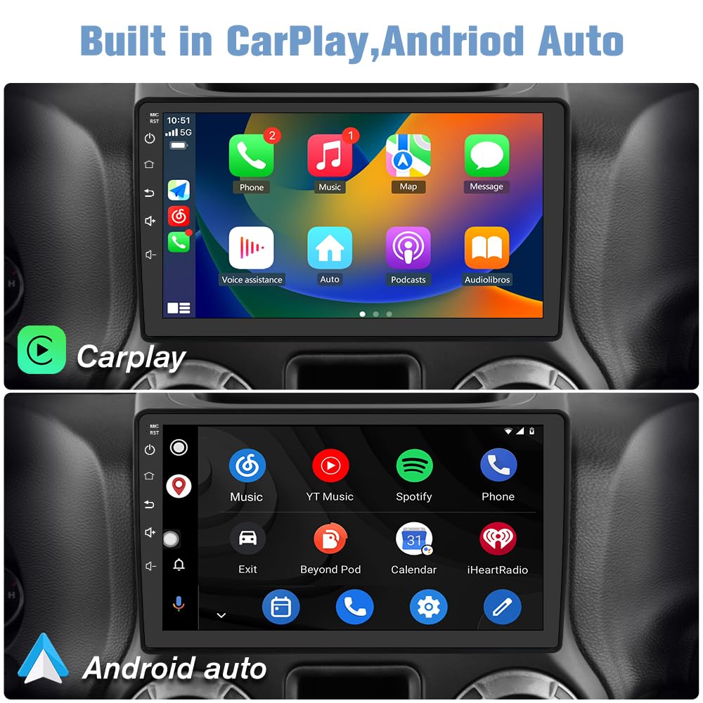 Car Radio Stereo For Jeep Wrangler Jk Compass Grand Cherokee Dodge Ram With Carplay Android Auto