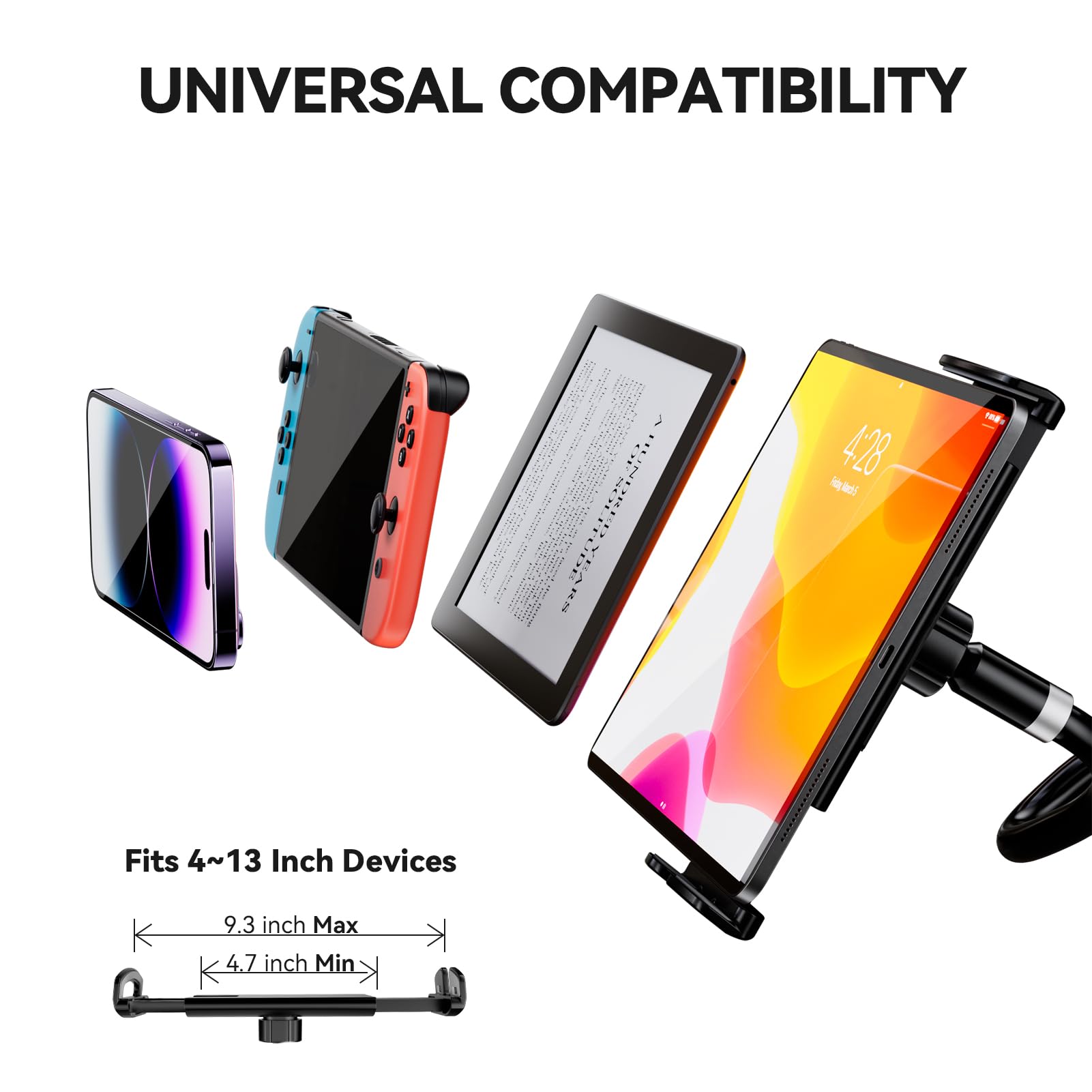 Flycoco Gooseneck Tablet Stand Holder, [Upgraded] Mount Holder Clip With Flexible Long Arm For Bed, Compatible With Ipad Pro Air