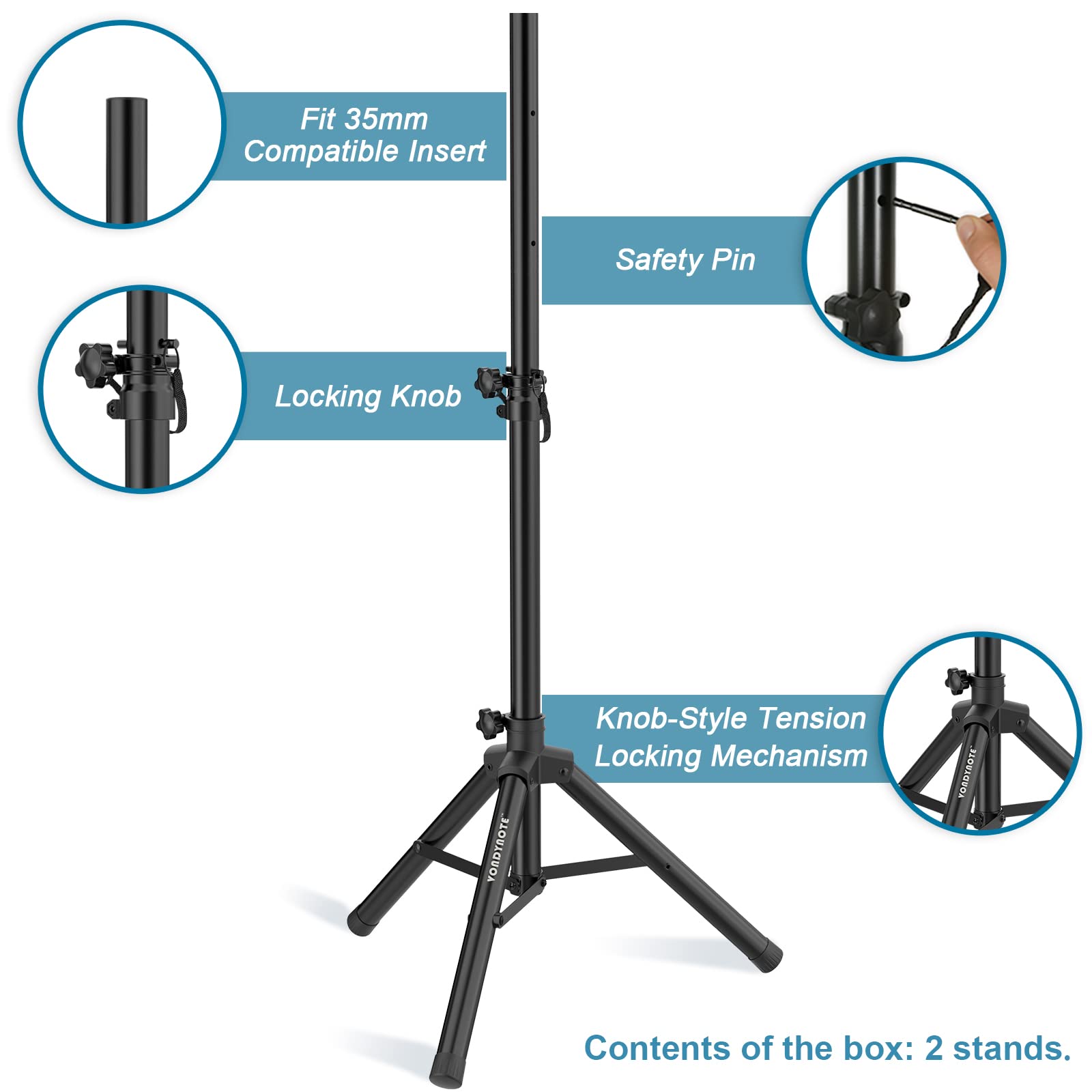 Vondynote Tripod Speaker Stands Pa Dj Short Tripod Speaker Stand Slim Mini Speaker Stand, Single