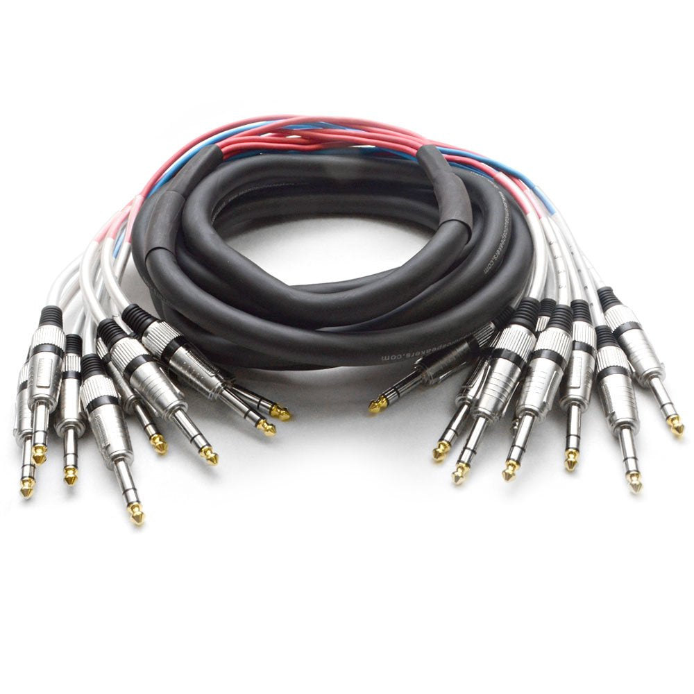 8 Channel 1/4 TRS Snake Cable  15 Feet Long  Serviceable Ends  Pro Audio Effects Snake for Live Live, Recording, Studios, an