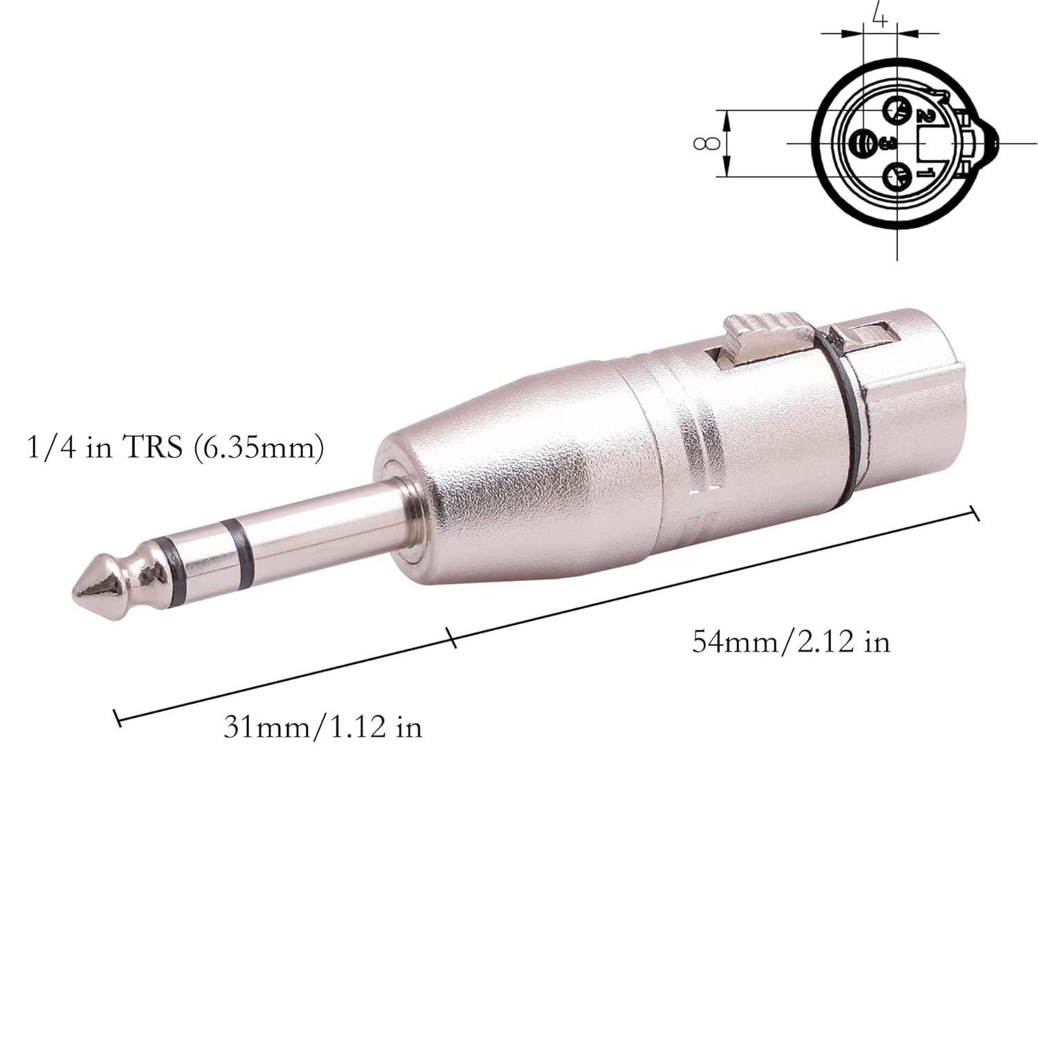 Seefeful 1/4'' Trs To Xlr Adapter 4 Pack, 2 Pack 6.35Mm 1/4'' Male To Xlr Male Adapter And 2Pack 6.35Mm 1/4'' Male To Xlr Female